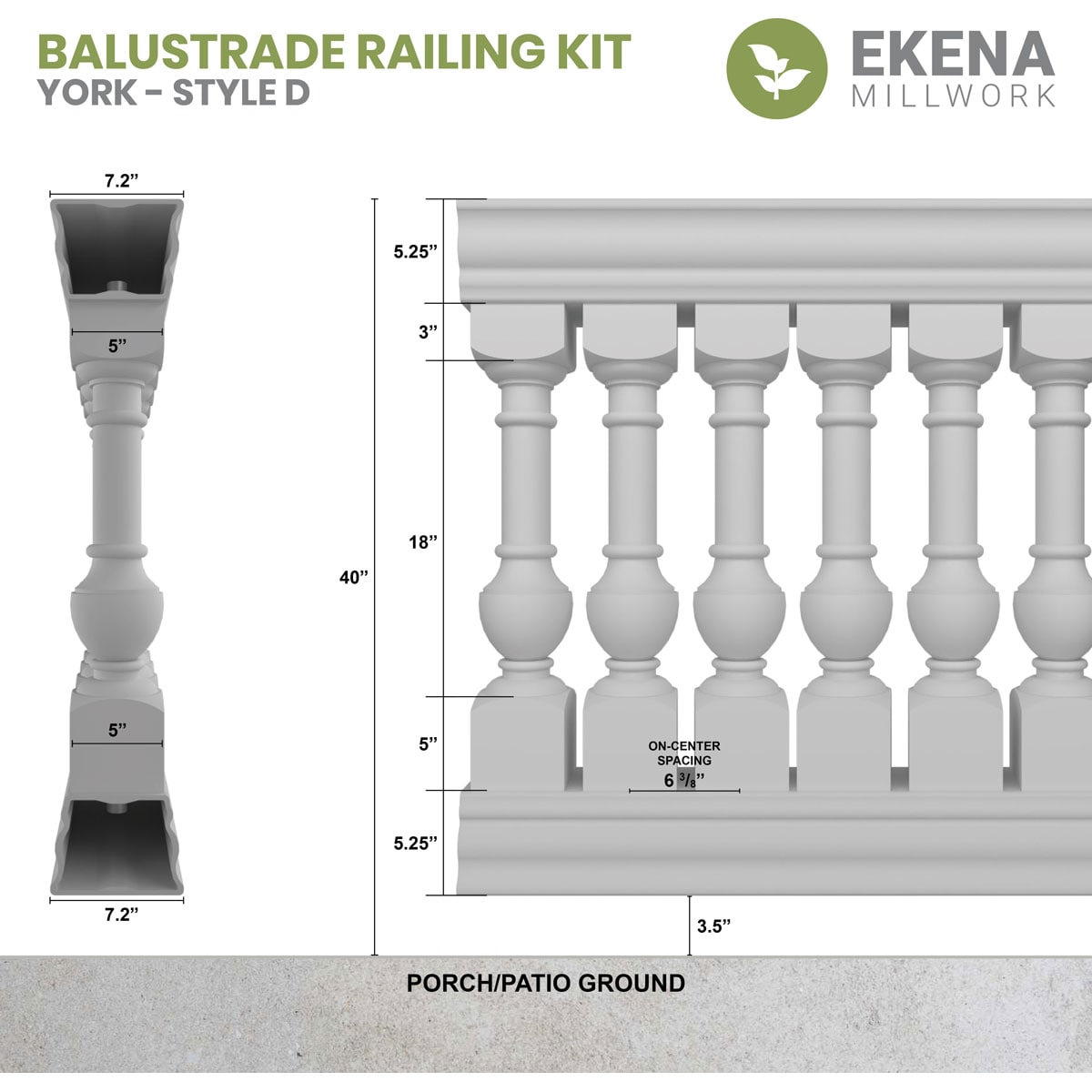 Ekena Millwork BALK40X036YOD railings - View #2