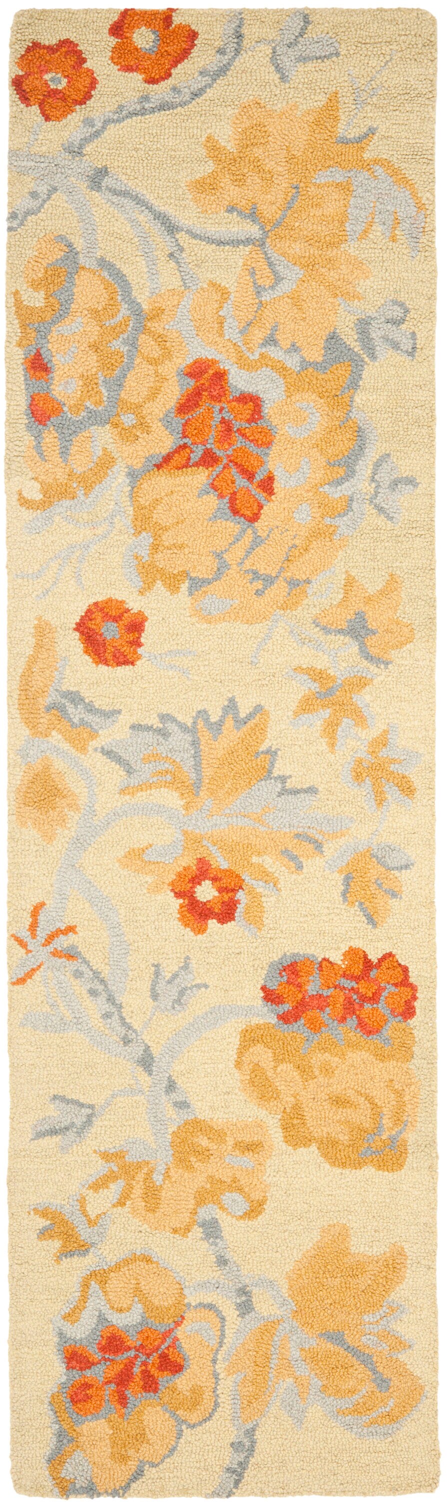 Country Casual Blossom Beige Multi Wool 2'3" x 6' Runner Rug
