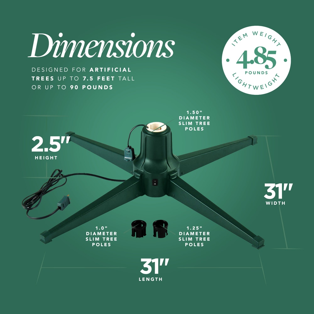 31-Inch Dark Green Metal Rotating Artificial Christmas Tree Stand