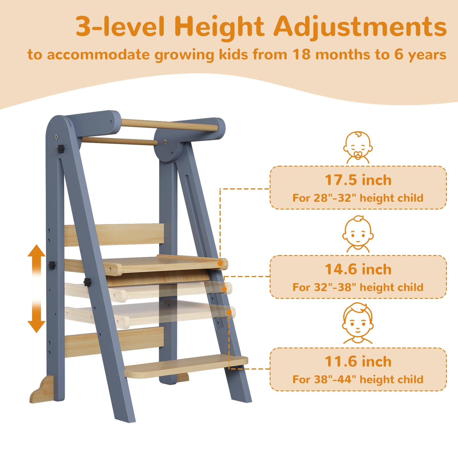 LOVMOR FOLDABLE TOWER-GRAY Kids-Chairs - View #7