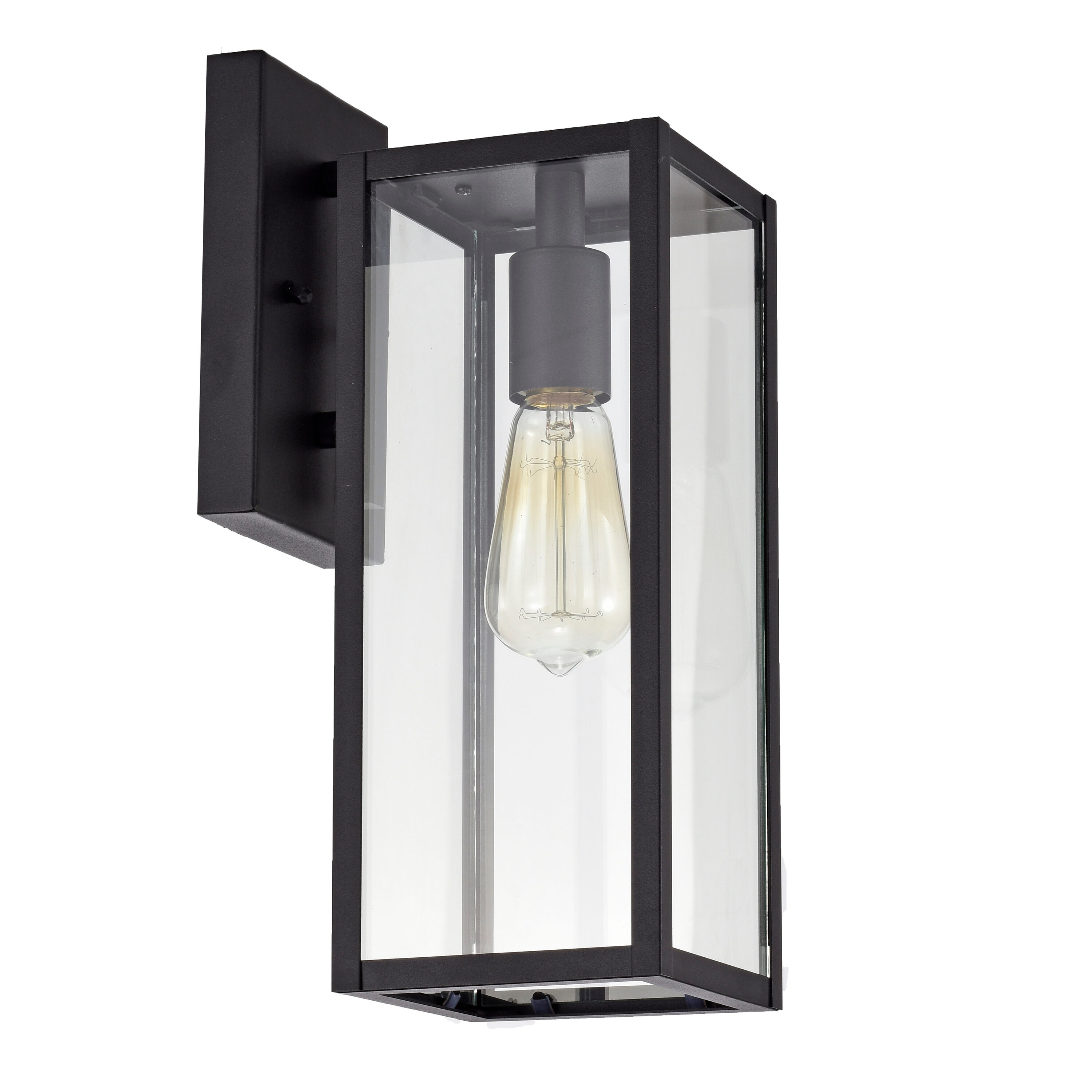 MICSIU 220019 Franklin 1 -Light 13.75-in H Matte Black Hardwired Outdoor Wall Light