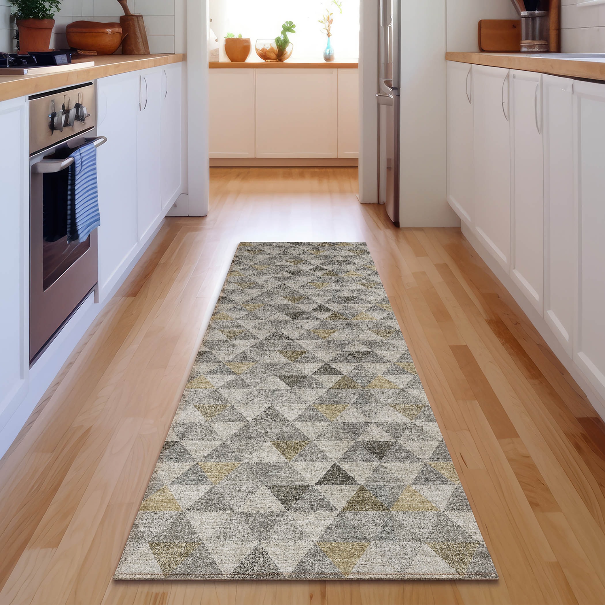 Addison Rugs AMF612TP2X8 Mayfield AMF612TP 2 x 7 (ft) Loomed Polyester Taupe Rectangular Indoor Geometric Machine washable Area rug