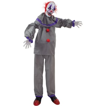 Haunted Hill Farm 60.2-in Talking Lighted Animatronic Clown Free Standing Decoration Life Size ...