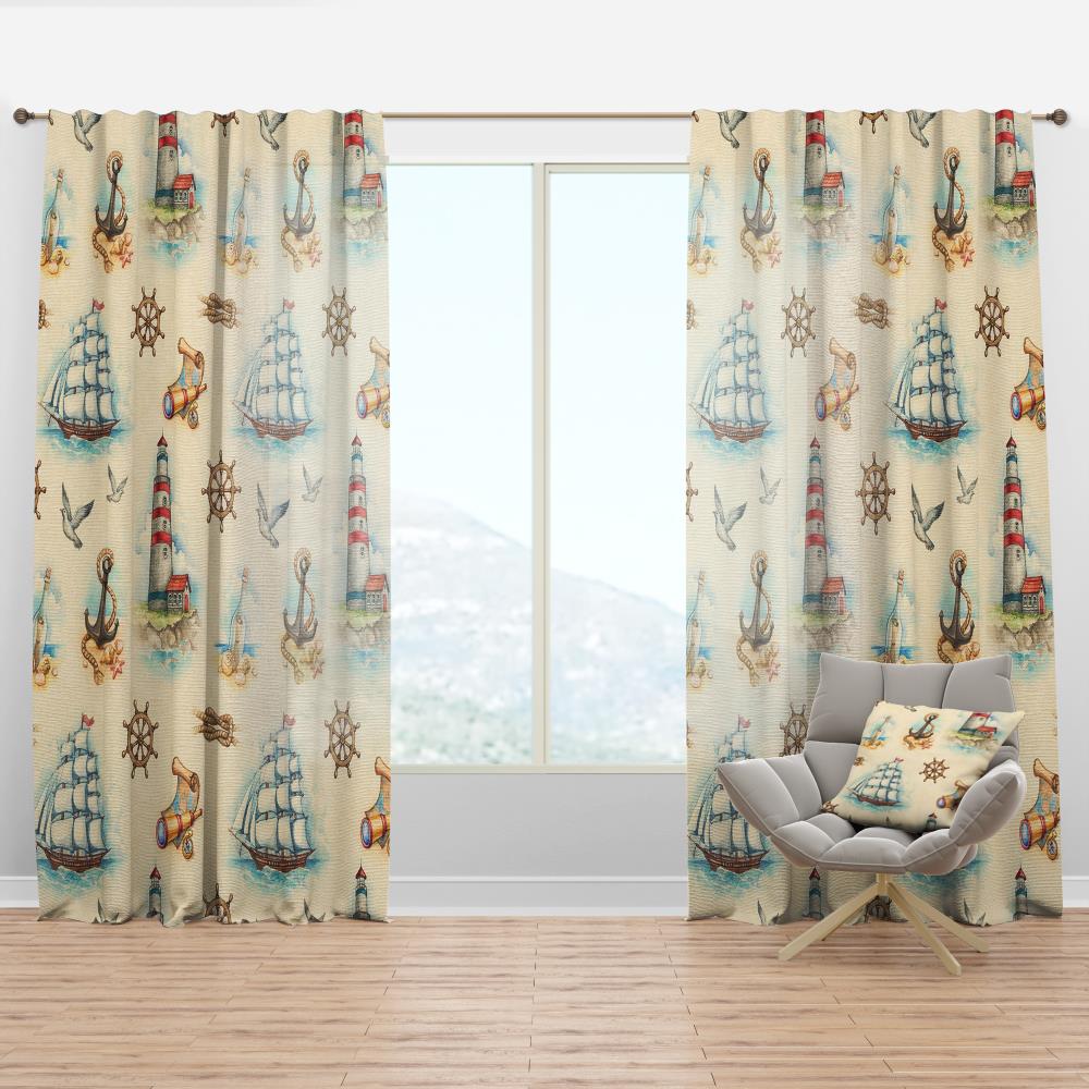 Designart CTN19224-52-63 63-Inches Blue Room darkening Thermal lined Rod pocket Single curtain panel