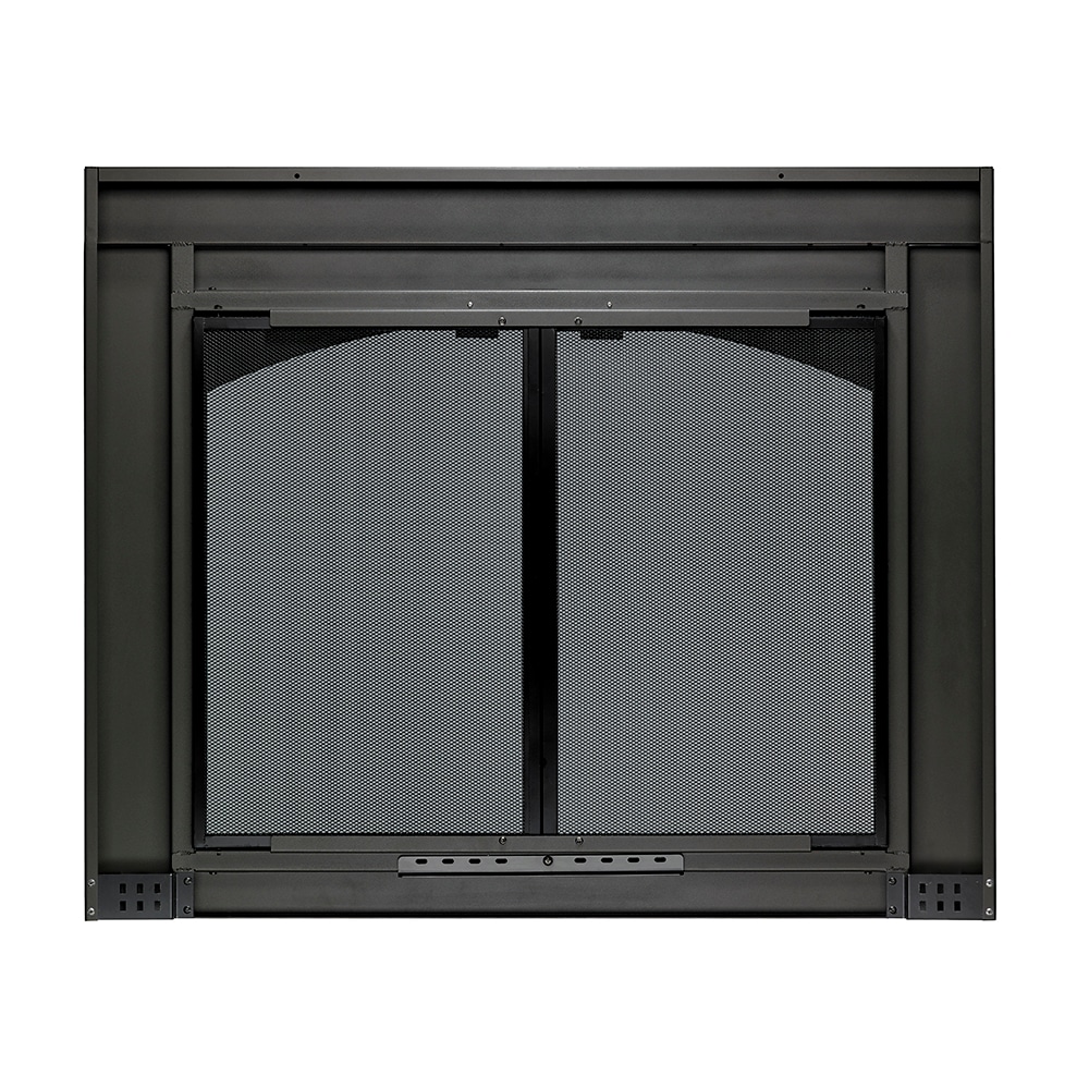Preston Gunmetal Gray Small Cabinet-style Fireplace Doors with Smoke Tempered Glass | - allen + roth FPDS202SLV