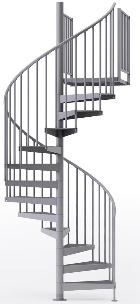 Mylen Stairs Condor 60-in x 16.5-ft 2 Platform Rails Gray Spiral Staircase  Kit