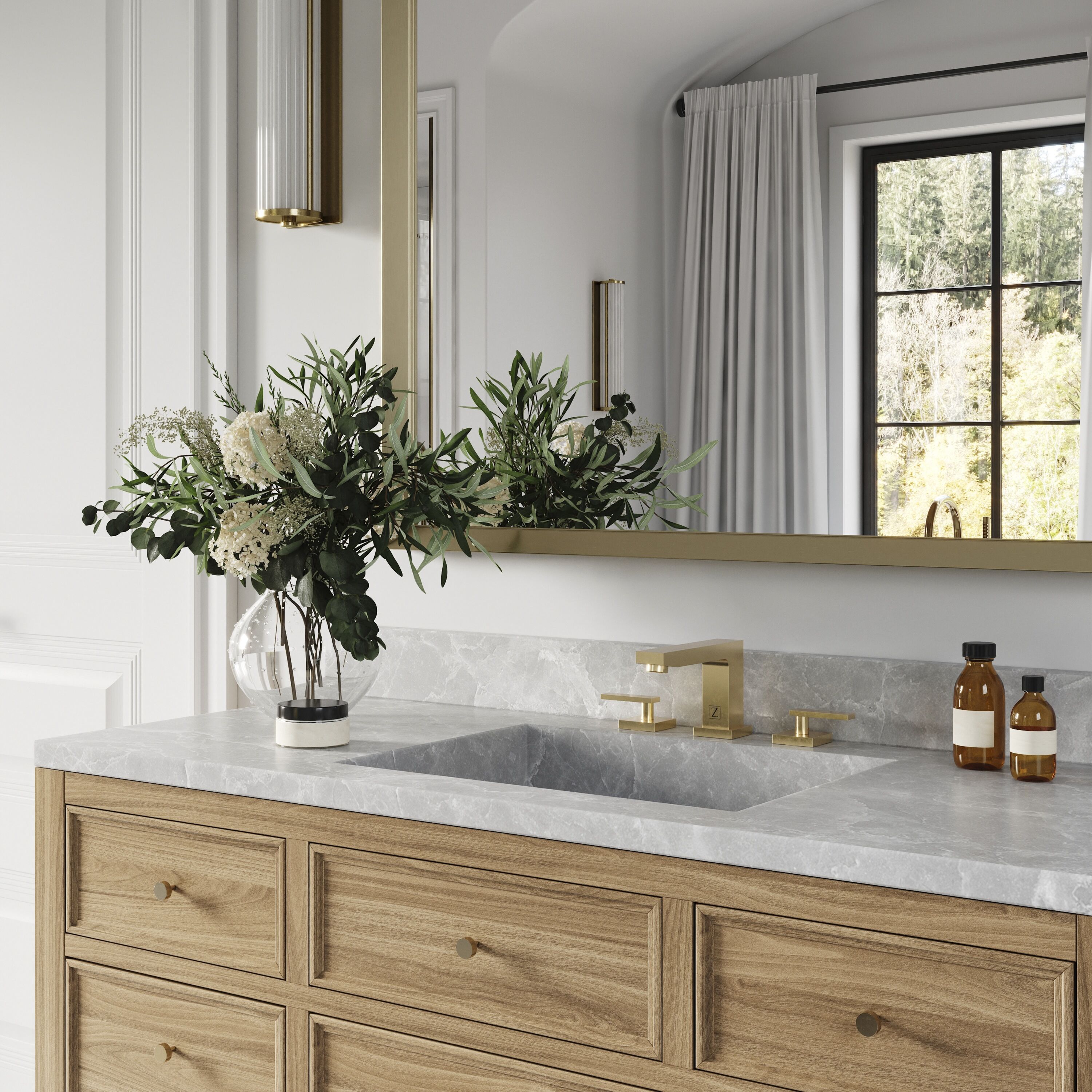 Contemporary Crystal Bay Polished Gold Bathroom Faucet