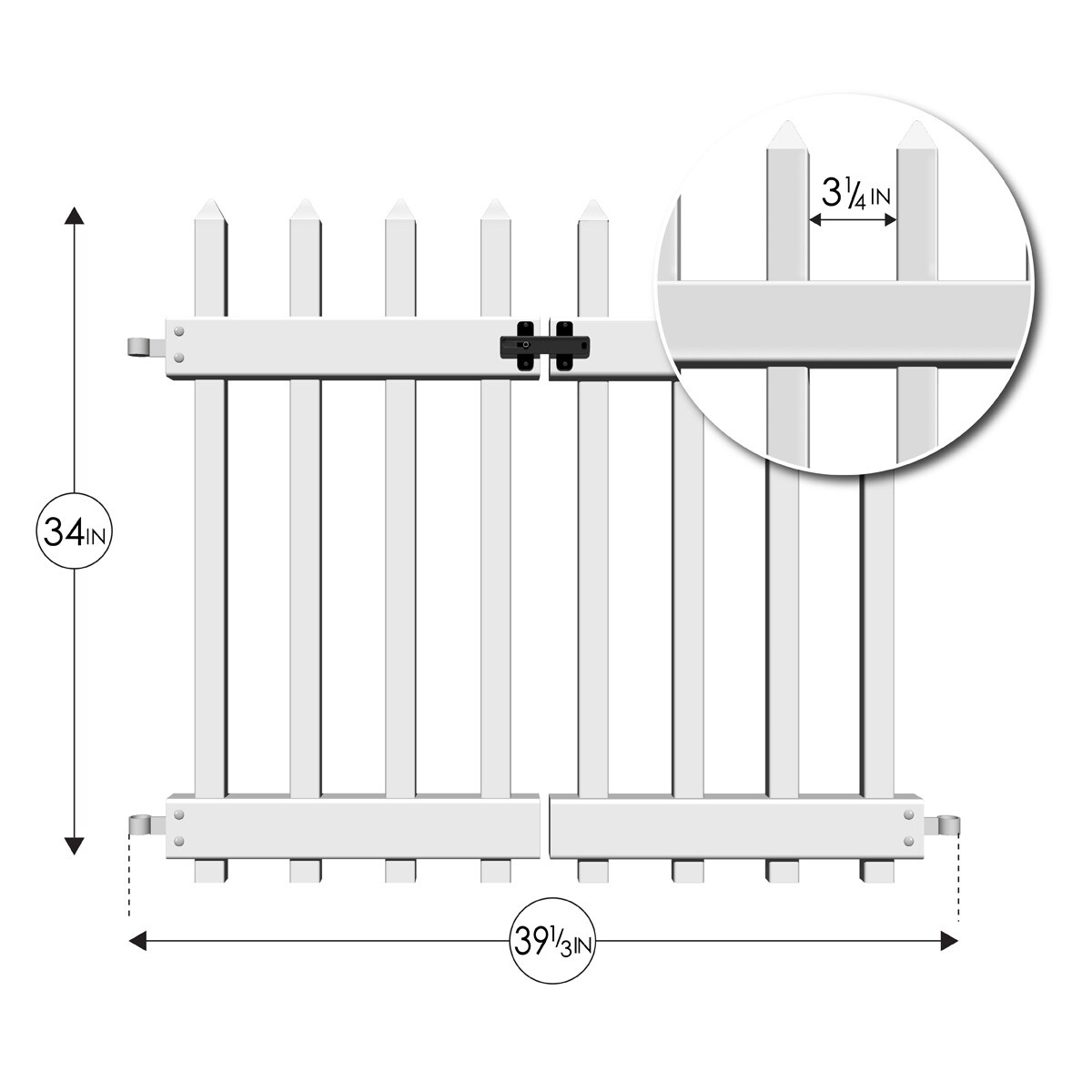YARDLINK Vinyl No Dig Fence 2.5-ft H x 3-in W White Vinyl Fence Gate (Unassembled)