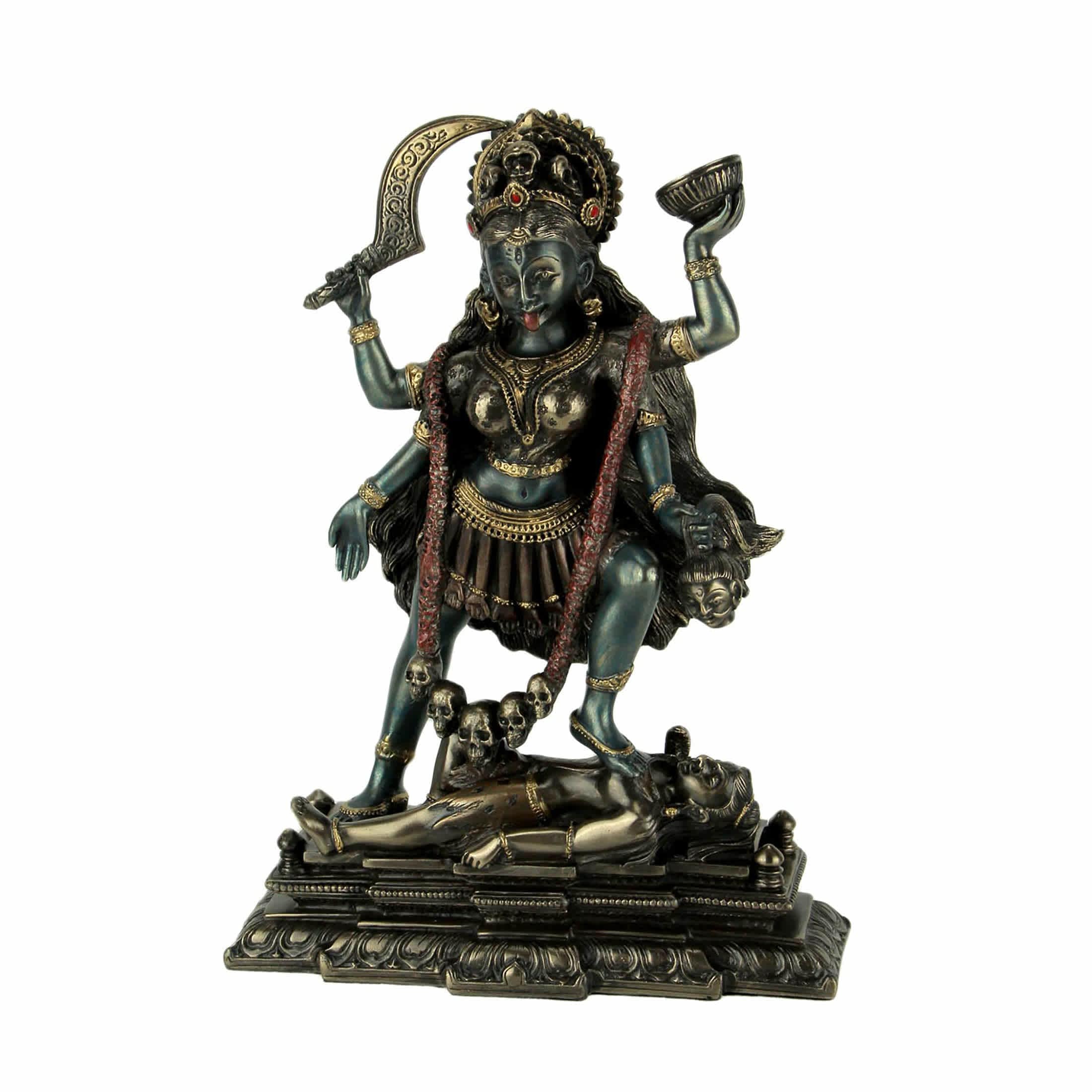 Veronese Design US-WU77535A4 Kali Hindu Goddess Standing On Lord Shiva Statue