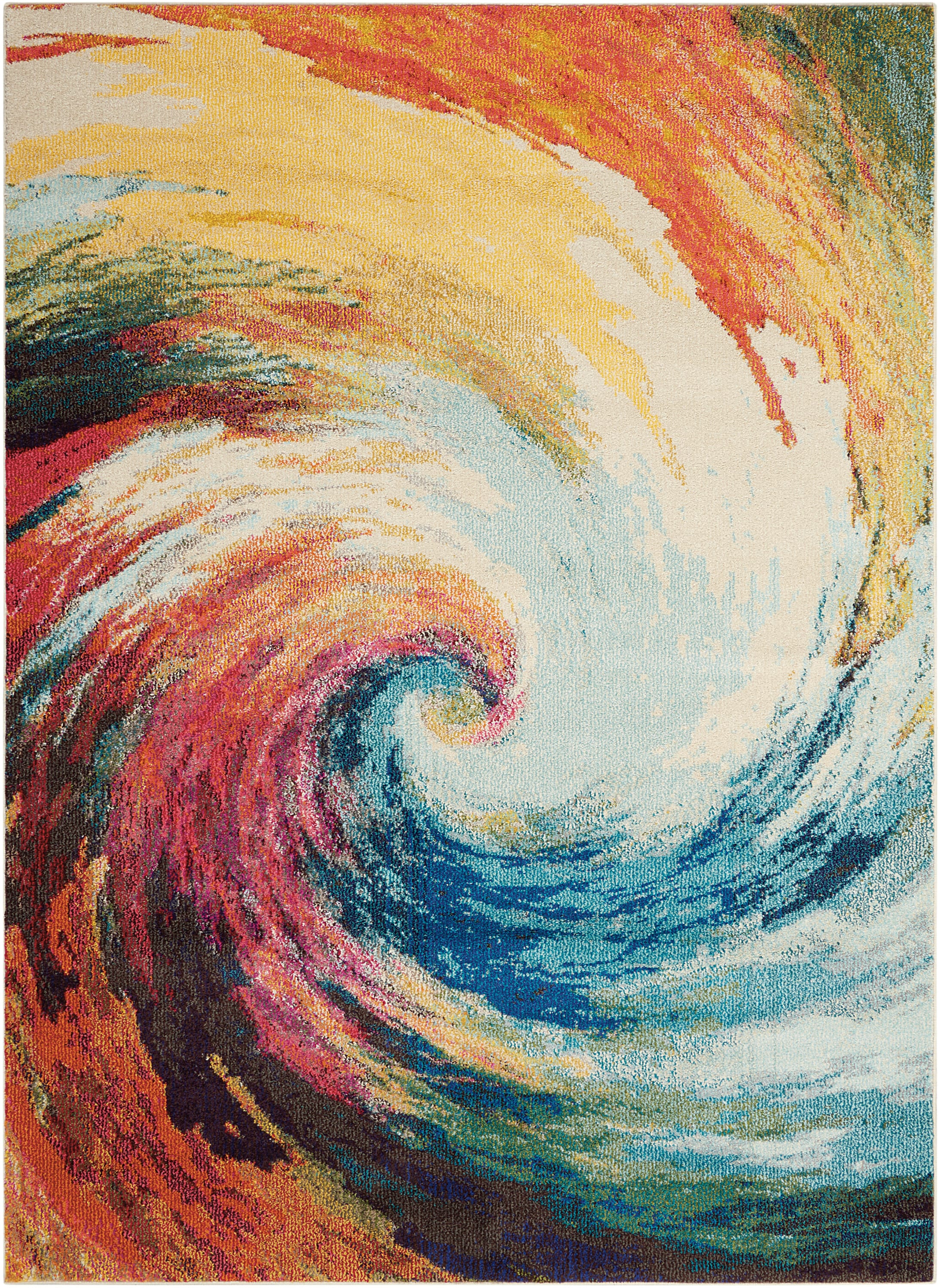Cosmic Radiance Abstract Red 5' x 7' Synthetic Area Rug