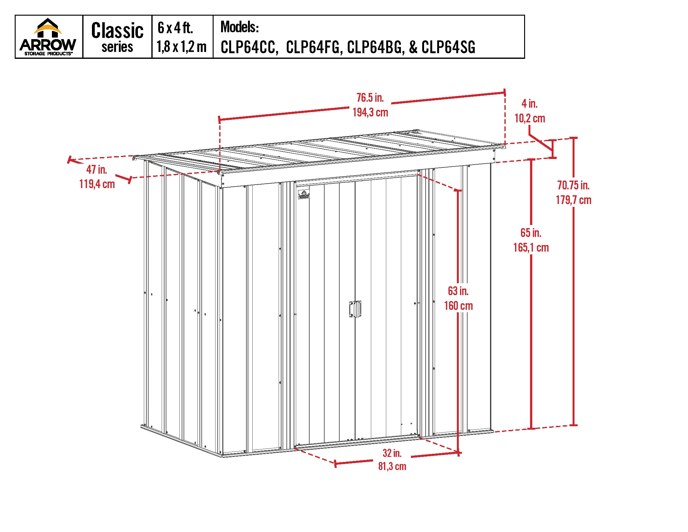 Arrow CLP64BG Metal-Storage-Buildings-Sheds - View #2