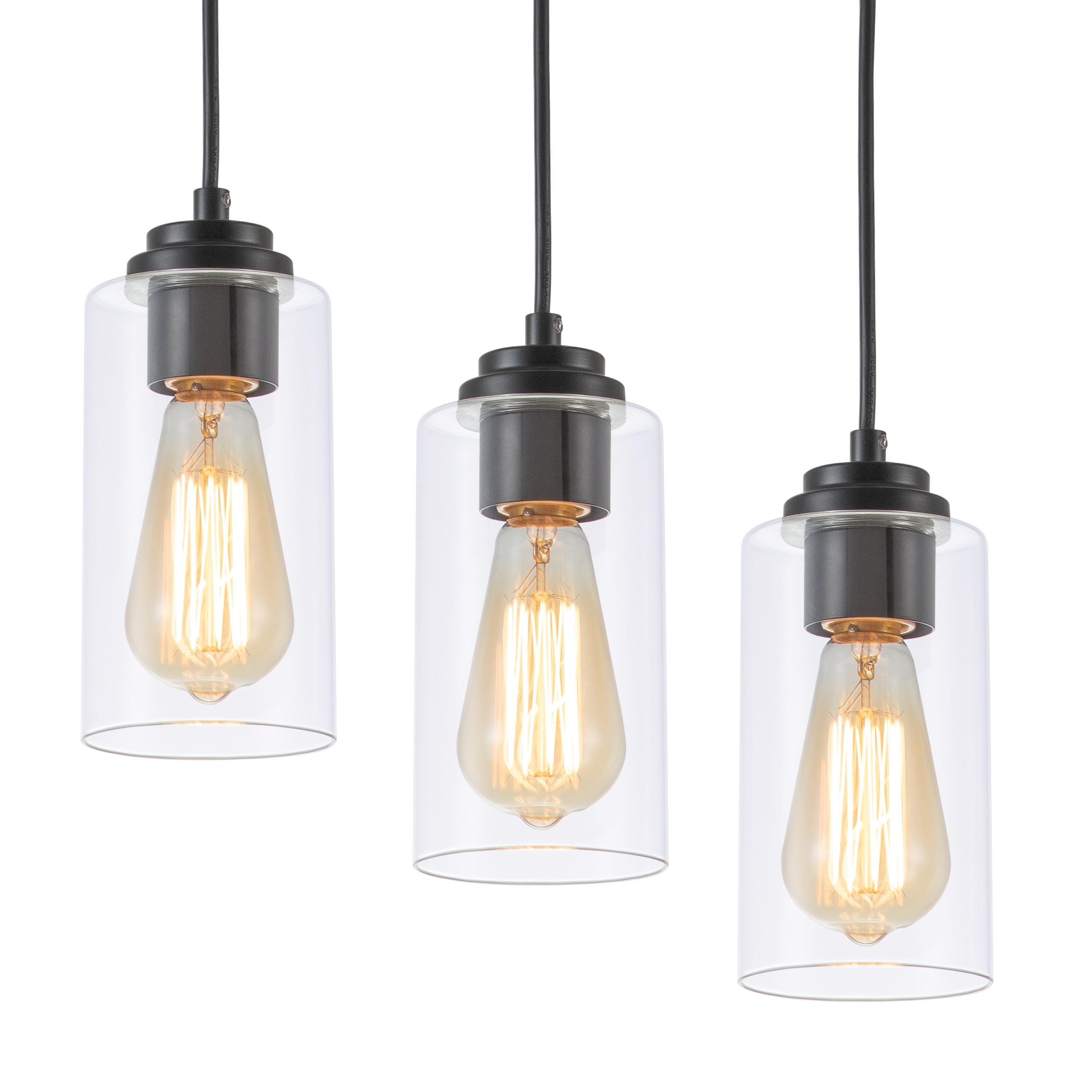 Black and Nickel Mini Pendant Light with Clear Glass Shade