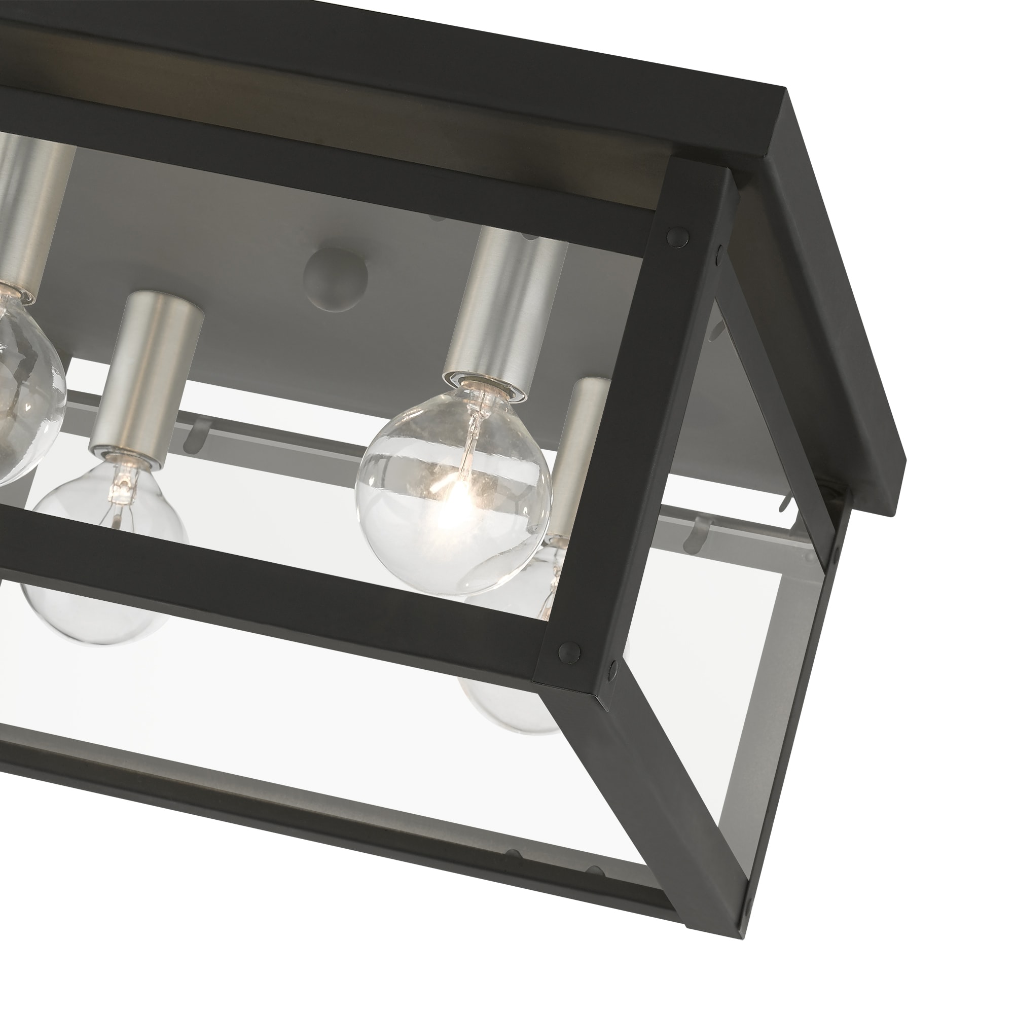 Milford Square 4-Light LED Flush Mount in Black and Brushed Nickel