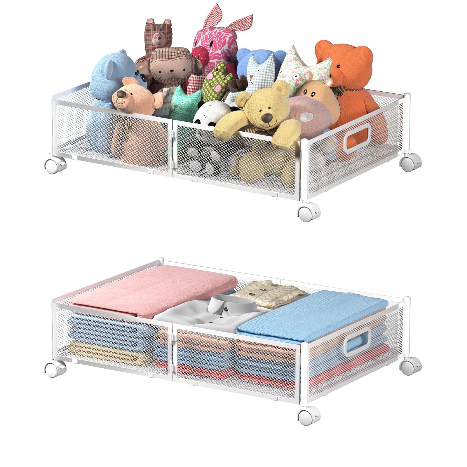 Under Bed Storage Drawer with Wheels 23.4 x 16 x 6.2 Inch Metal Organizer 1 Piece with Handle for Clothes Blankets Shoes Bedding #LMS1229U37