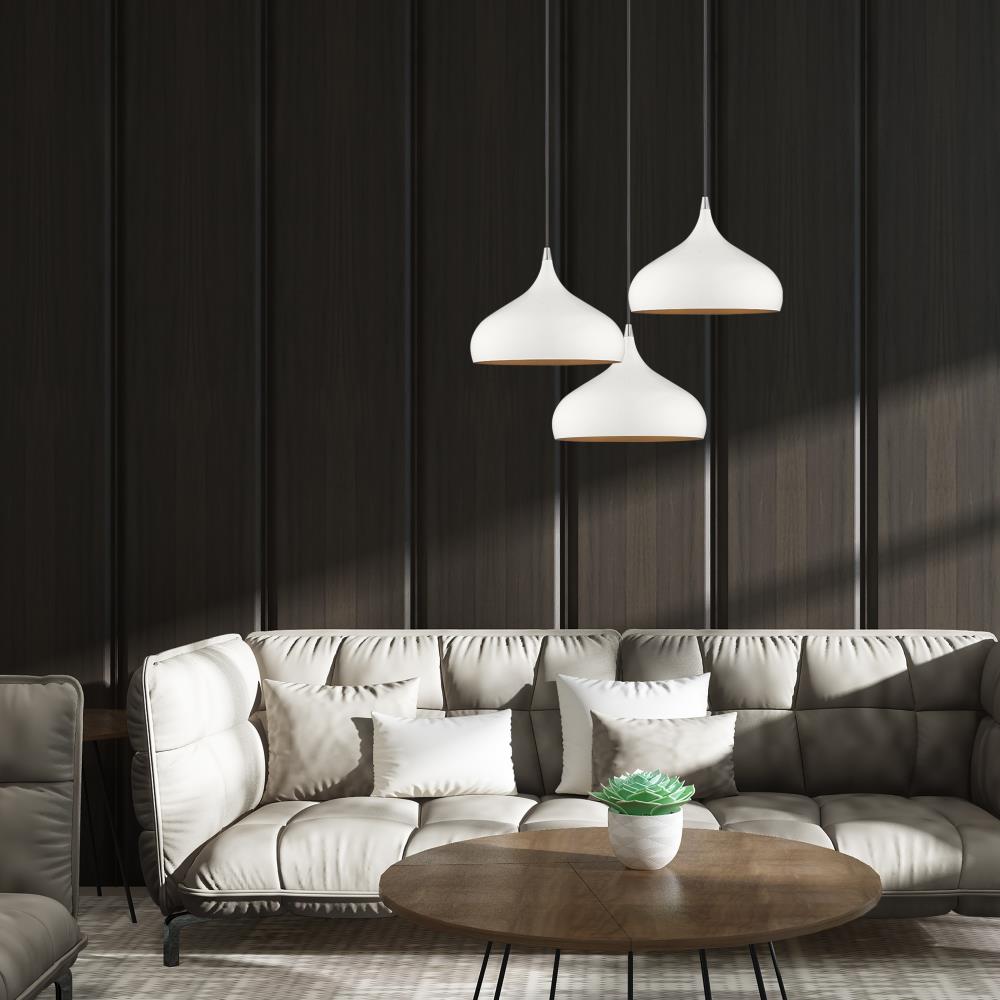 Amador Mini 1-Light Indoor/Outdoor Pendant in Shiny White and Gold