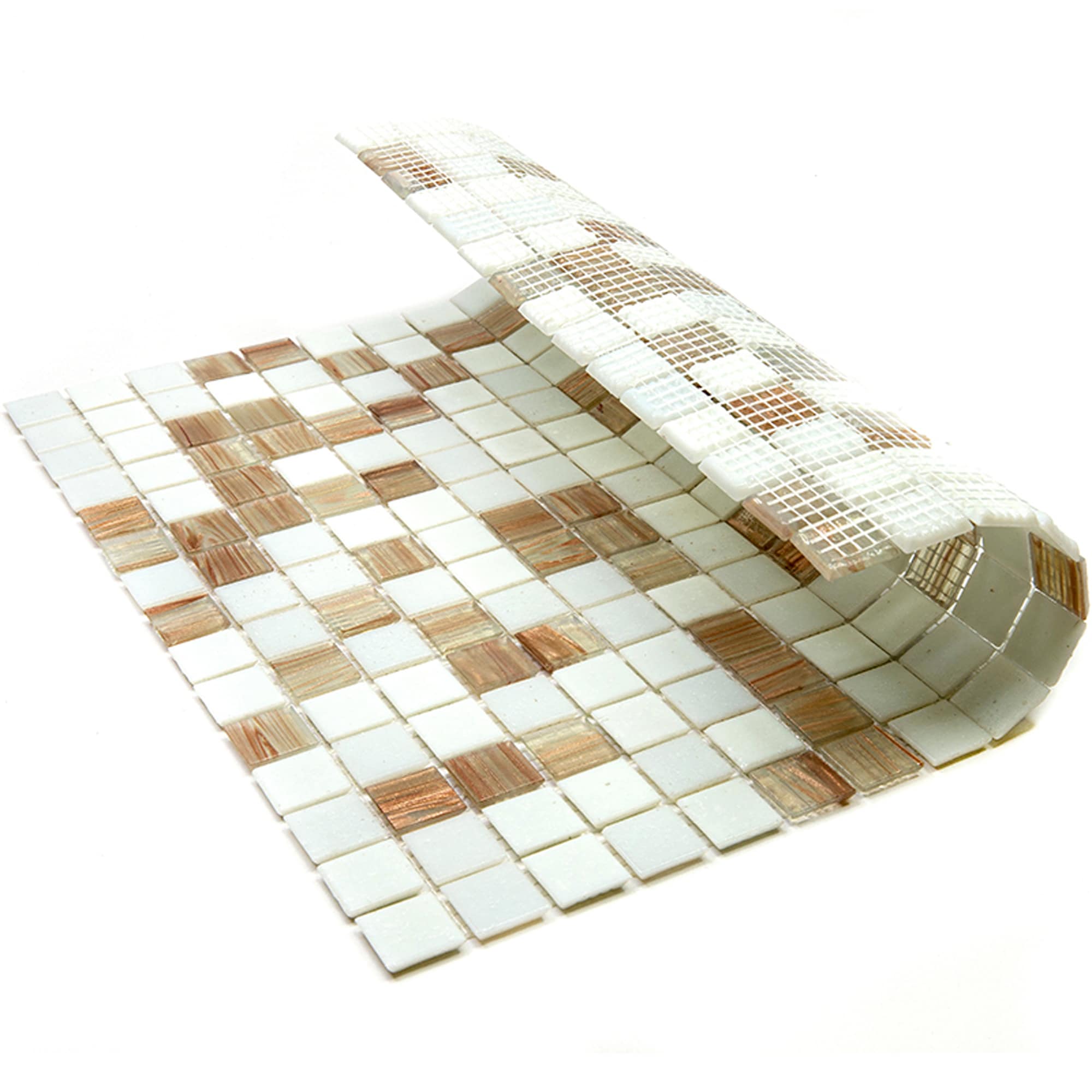 Apollo 12" x 12" Glossy White and Beige Glass Mosaic Tile