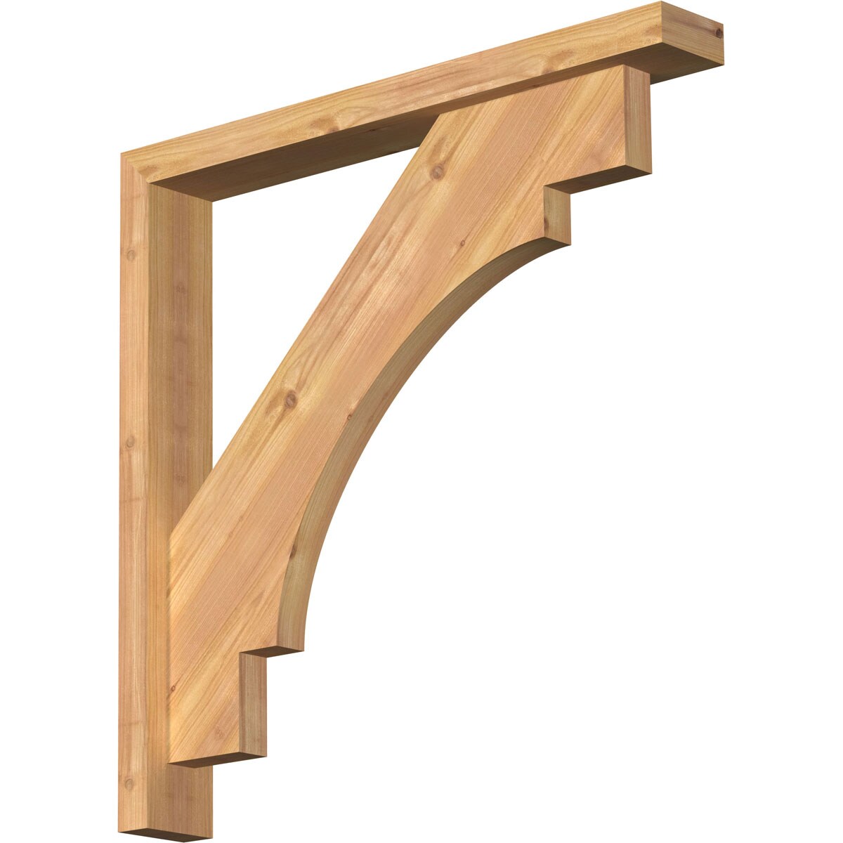 Ekena Millwork 1463126 Merced Block Smooth Bracket with Offset Brace 3-1/2-in x 26-in x 26-in Western red cedar Brown Wood Standard bracket