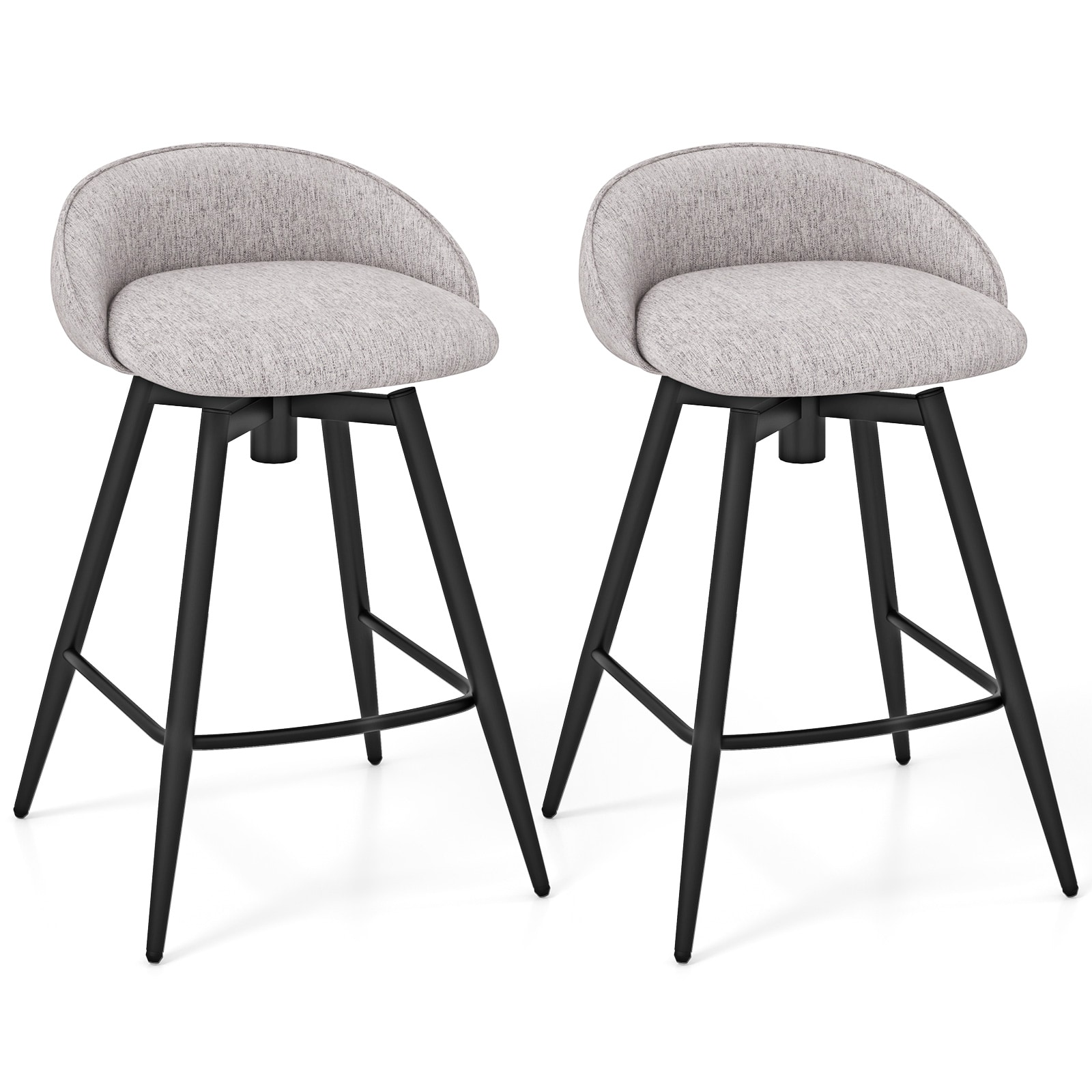  ID11805GR2 Bar Stools Gray 25-in H Counter height Contoured seat Upholstered Swivel Metal Bar Stool and Back