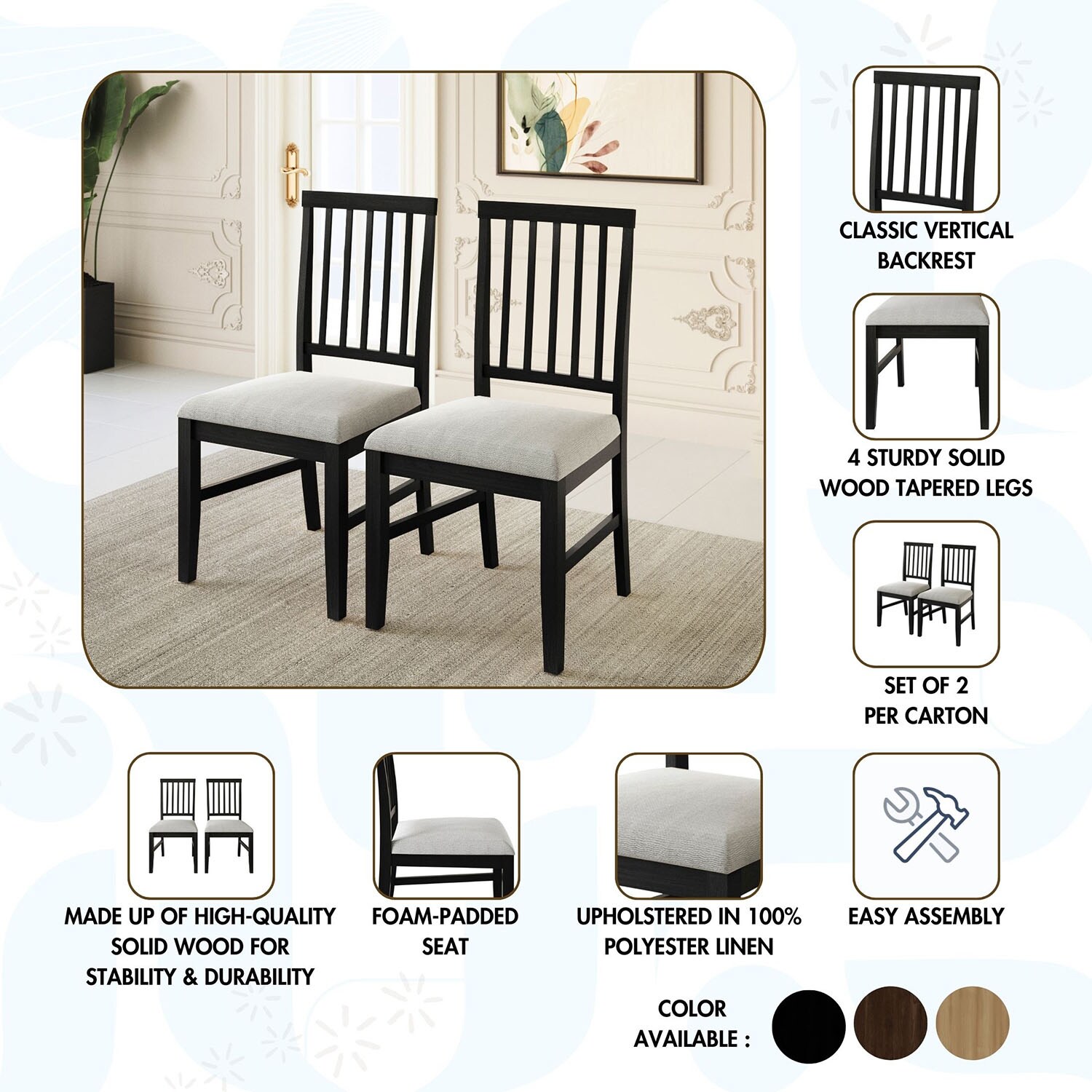 ChaletPosh C3117US-BN-WD-2X Dining-Chairs - View #10