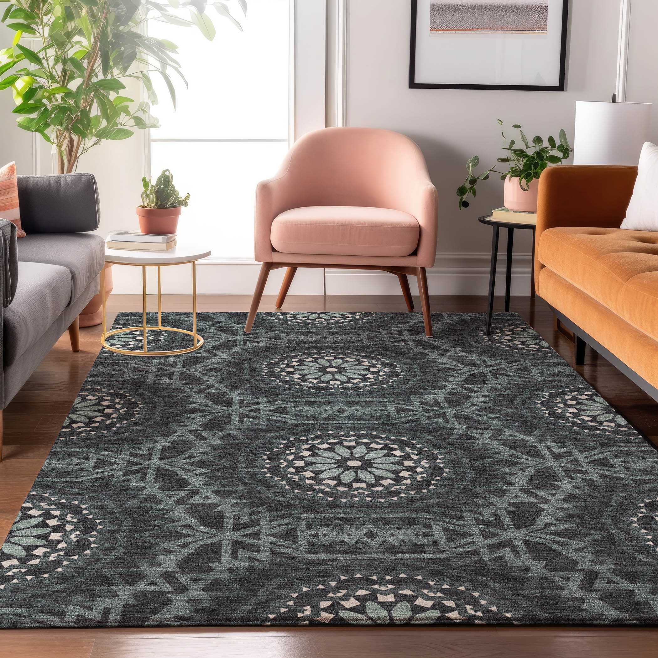 Addison Rugs AMF619CC5X8 Mayfield AMF619CC 5 x 7 (ft) Loomed Polyester Charcoal Rectangular Indoor Geometric Machine washable Area rug