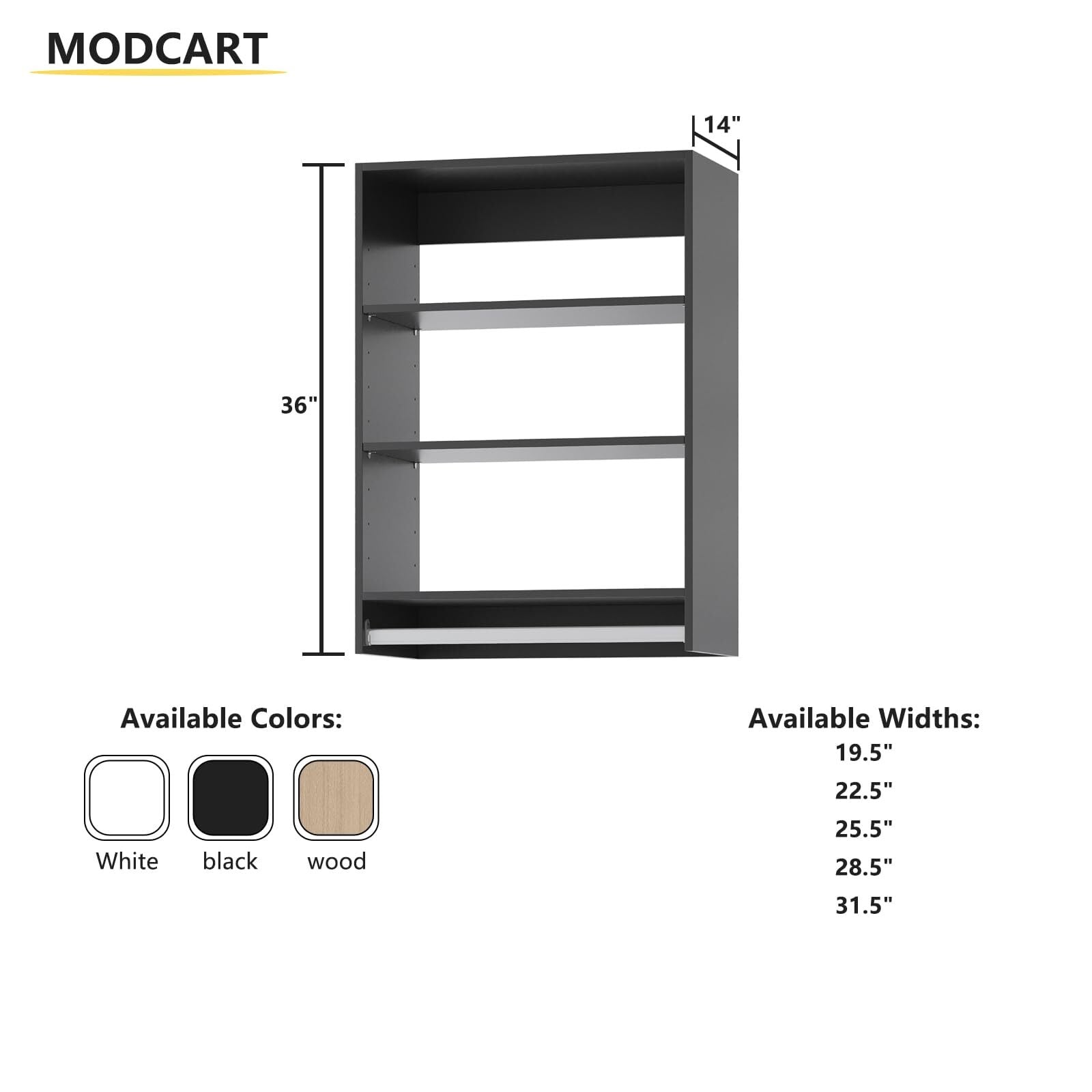 LOVMOR 22.5 inch W Black Walk ln Tower Unit Wall mounted 3 Shelf Wood Closet System #SF-L-3YMGB22.5