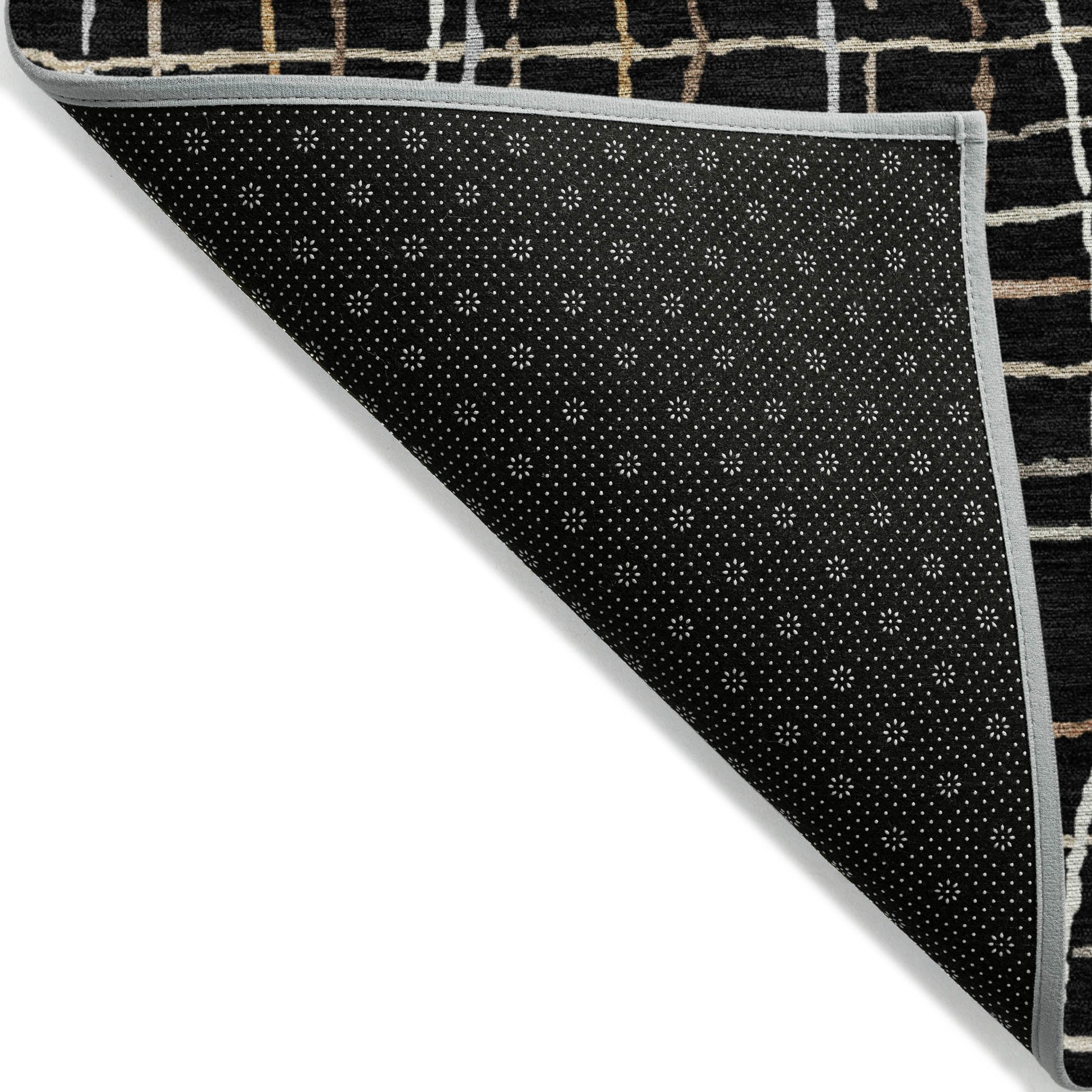 Black and White Synthetic Flat Woven Washable Rug, 20" x 30"