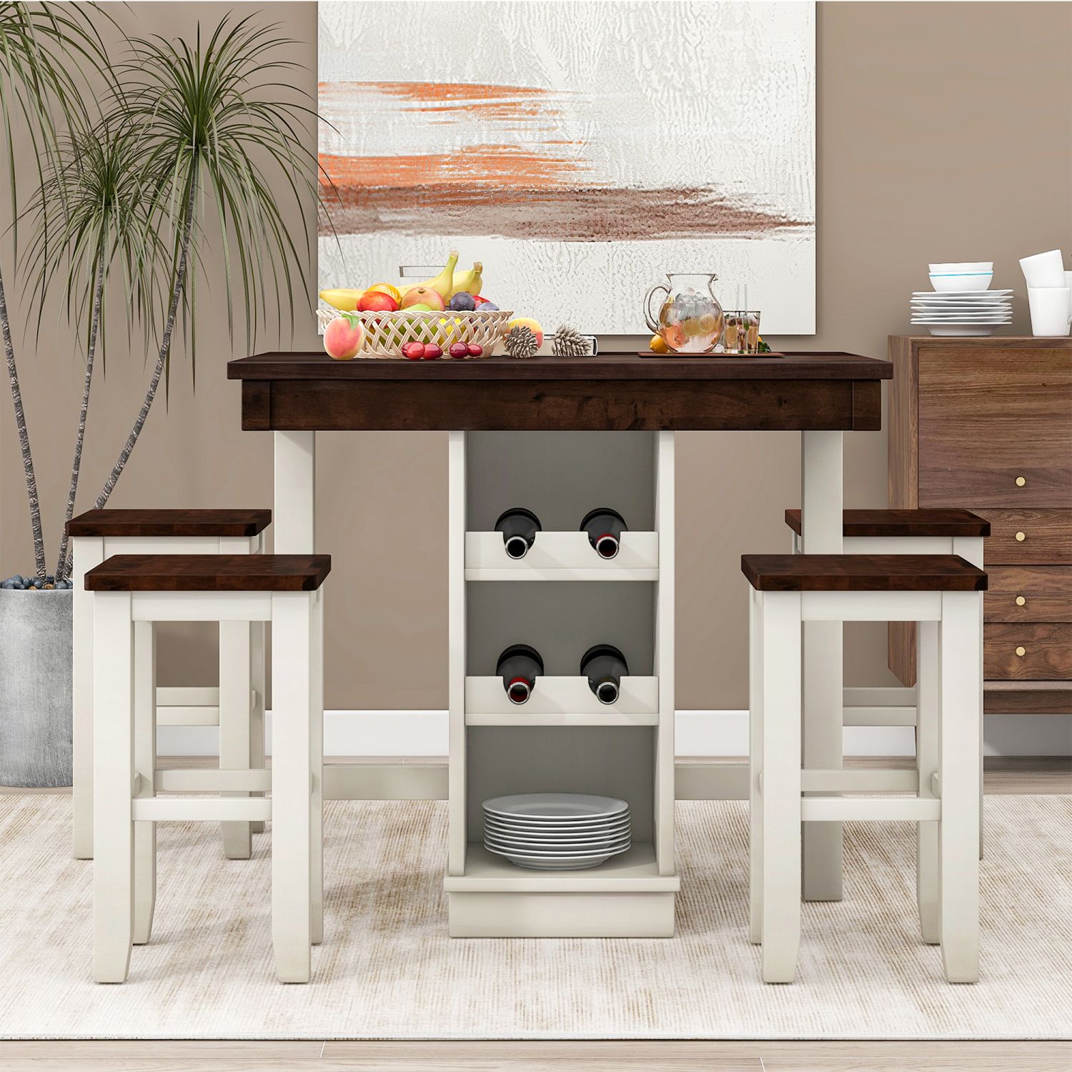 JASMODER SH000233AAA White Contemporary/Modern Dining Room Set with Rectangular Table (Seats 4)