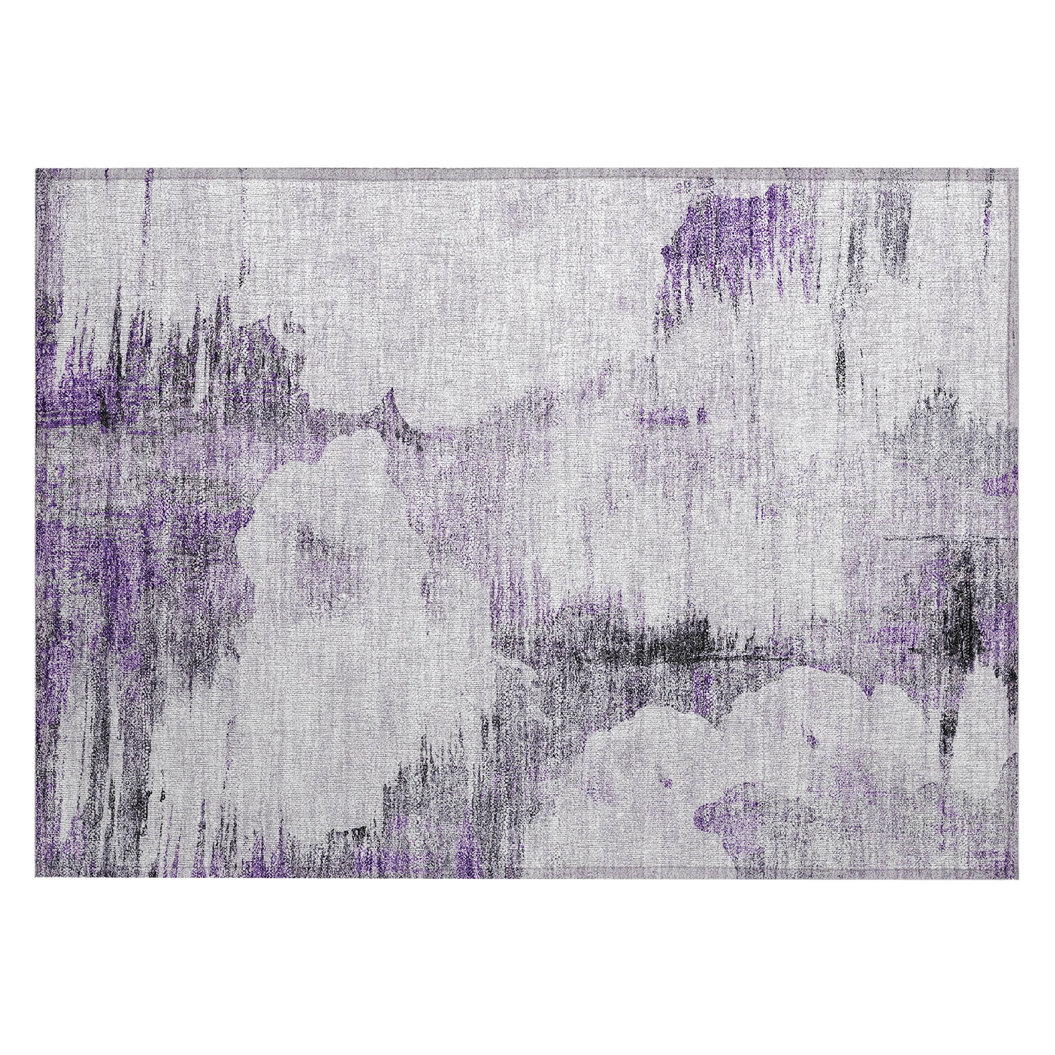 Purple and Gray Synthetic Flat Woven Rectangular Rug