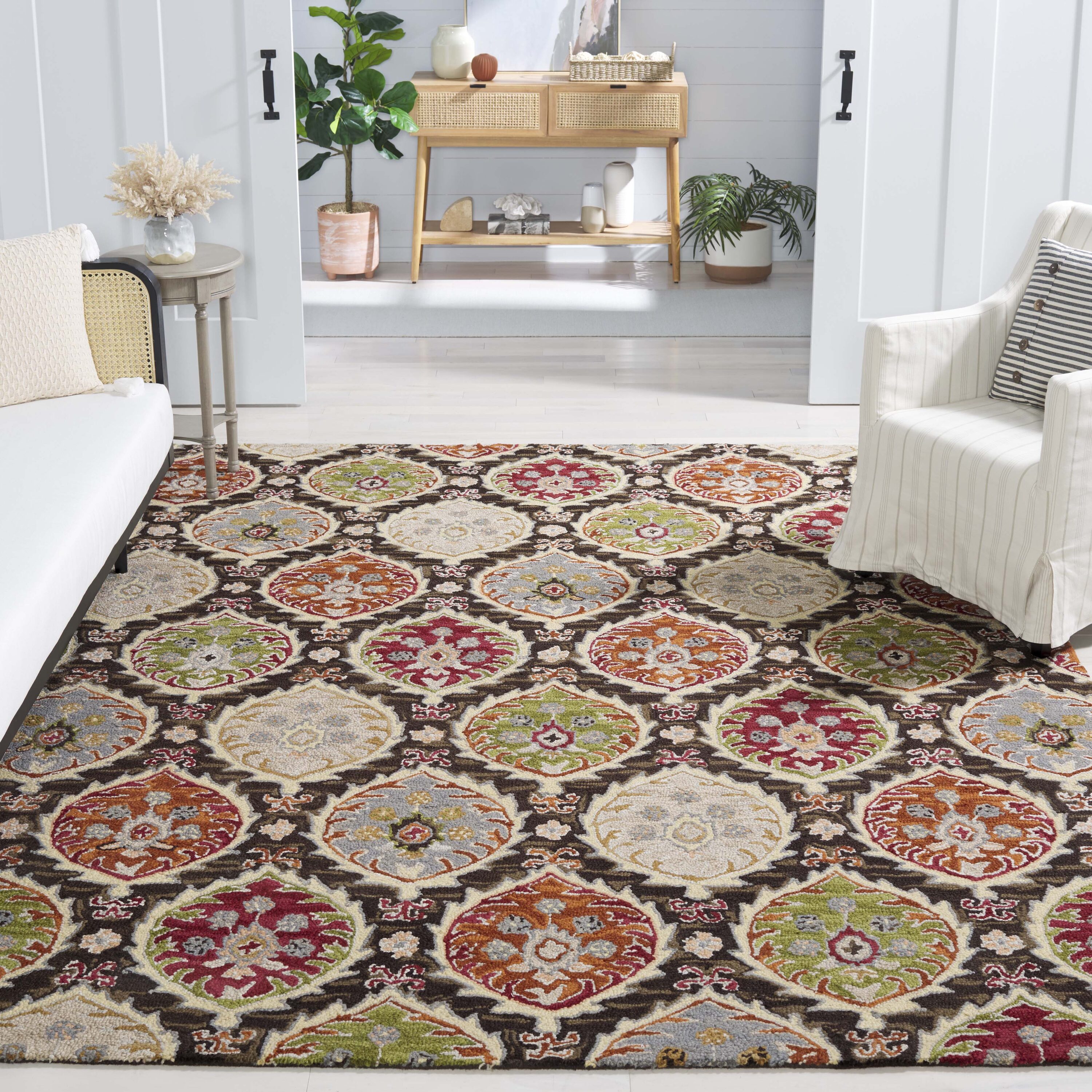  Heritage 230 Red/Green Bohemian 8ft x 10ft Large Rectangle Rug