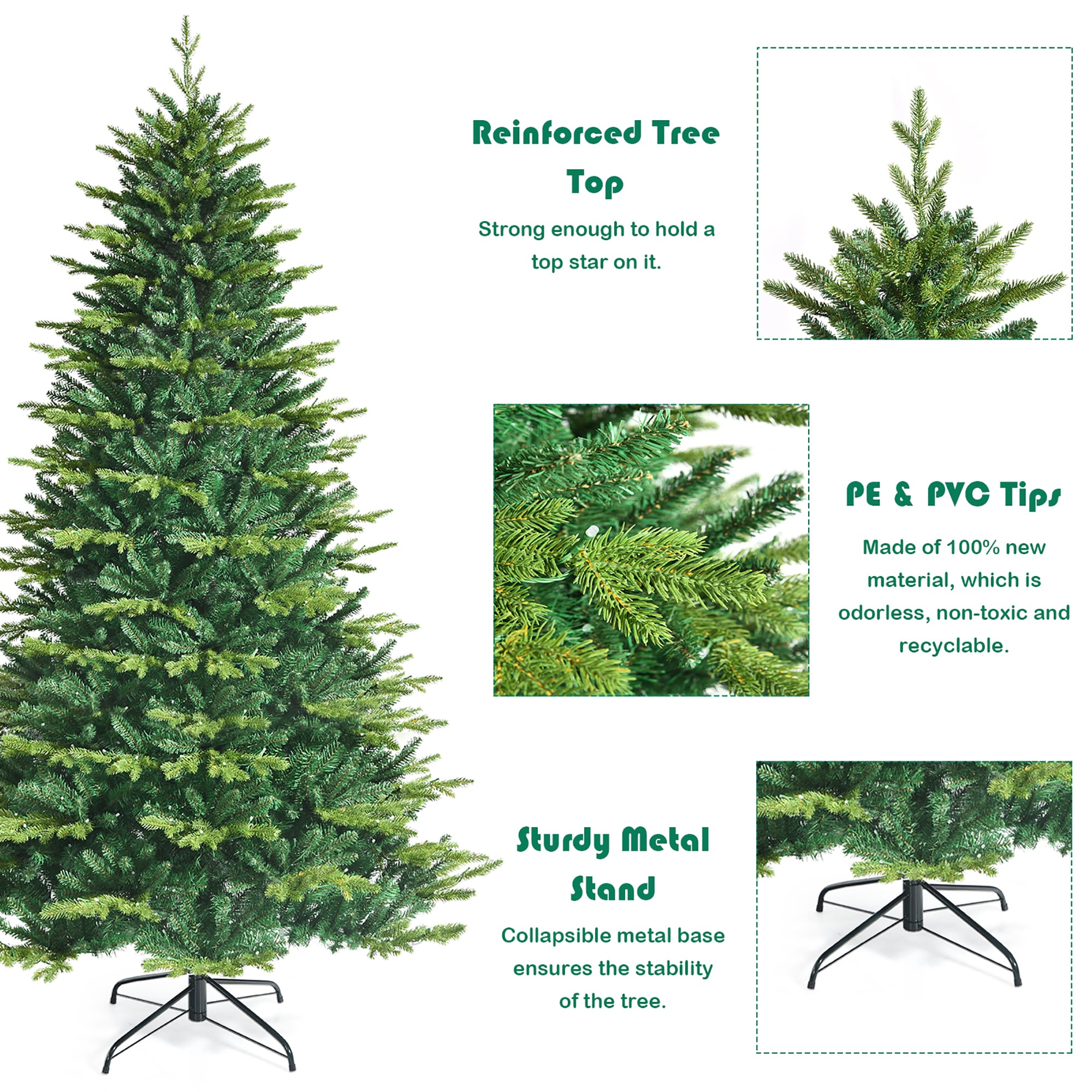 8-Foot Green Pre-Lit Artificial Christmas Tree with LED Lights