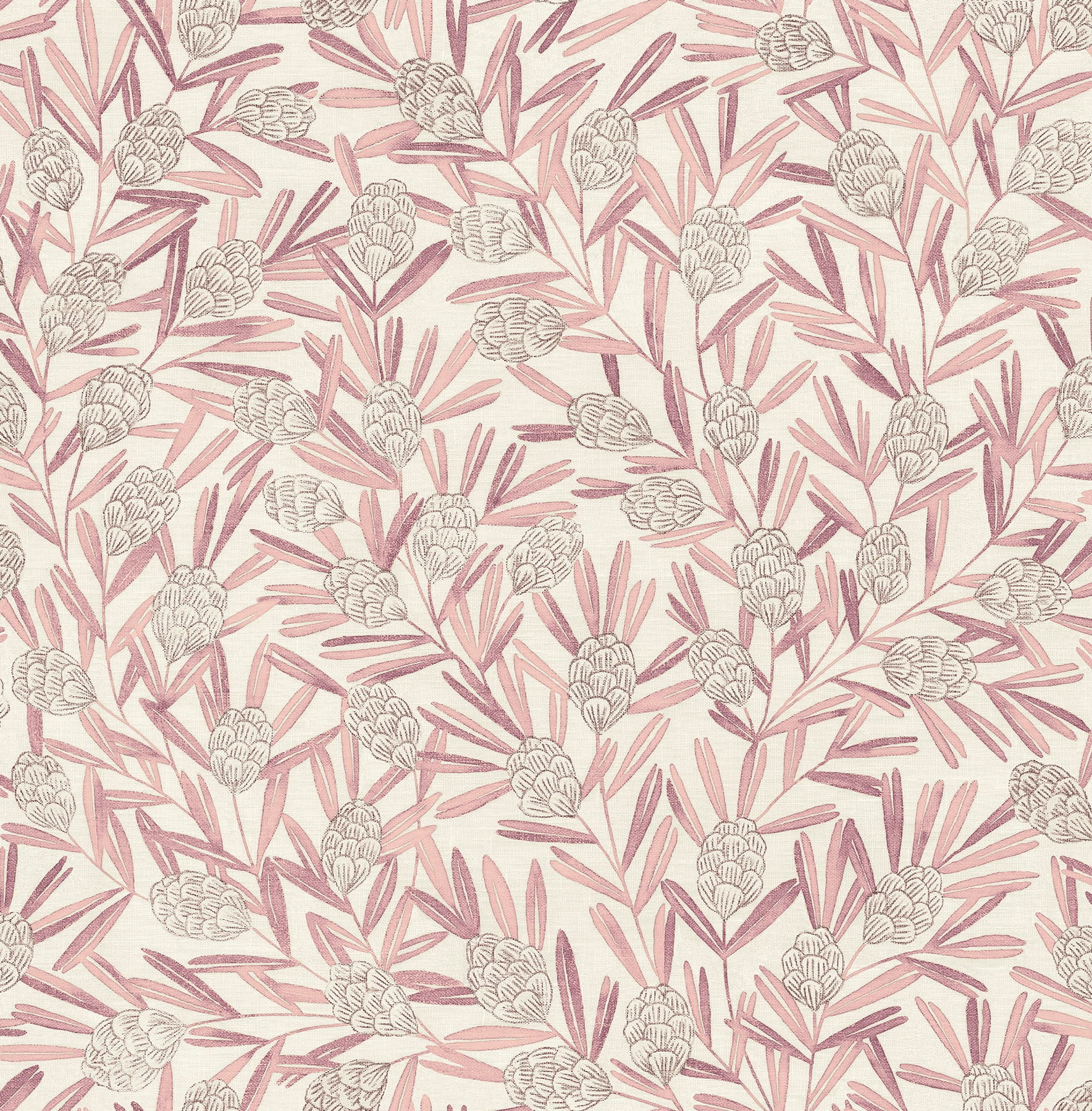 A-Street Prints 2970-26104 Revival 56.4-Sq. Feet Pink Non-woven Textured Ivy/Vines 3D Unpasted Wallpaper