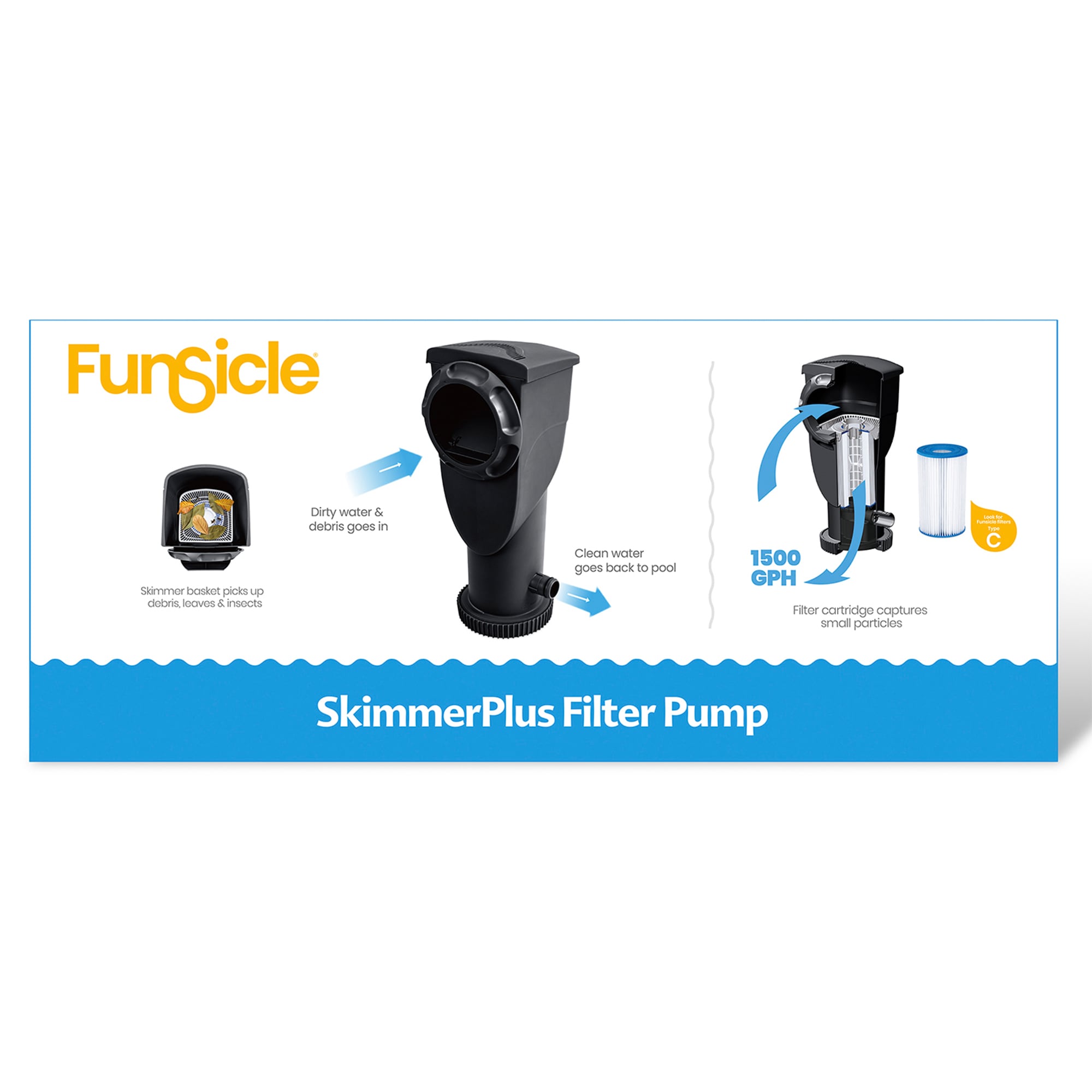 Funsicle Funsicle 1500 Gallon SkimmerPlus Filter Pump System for Above