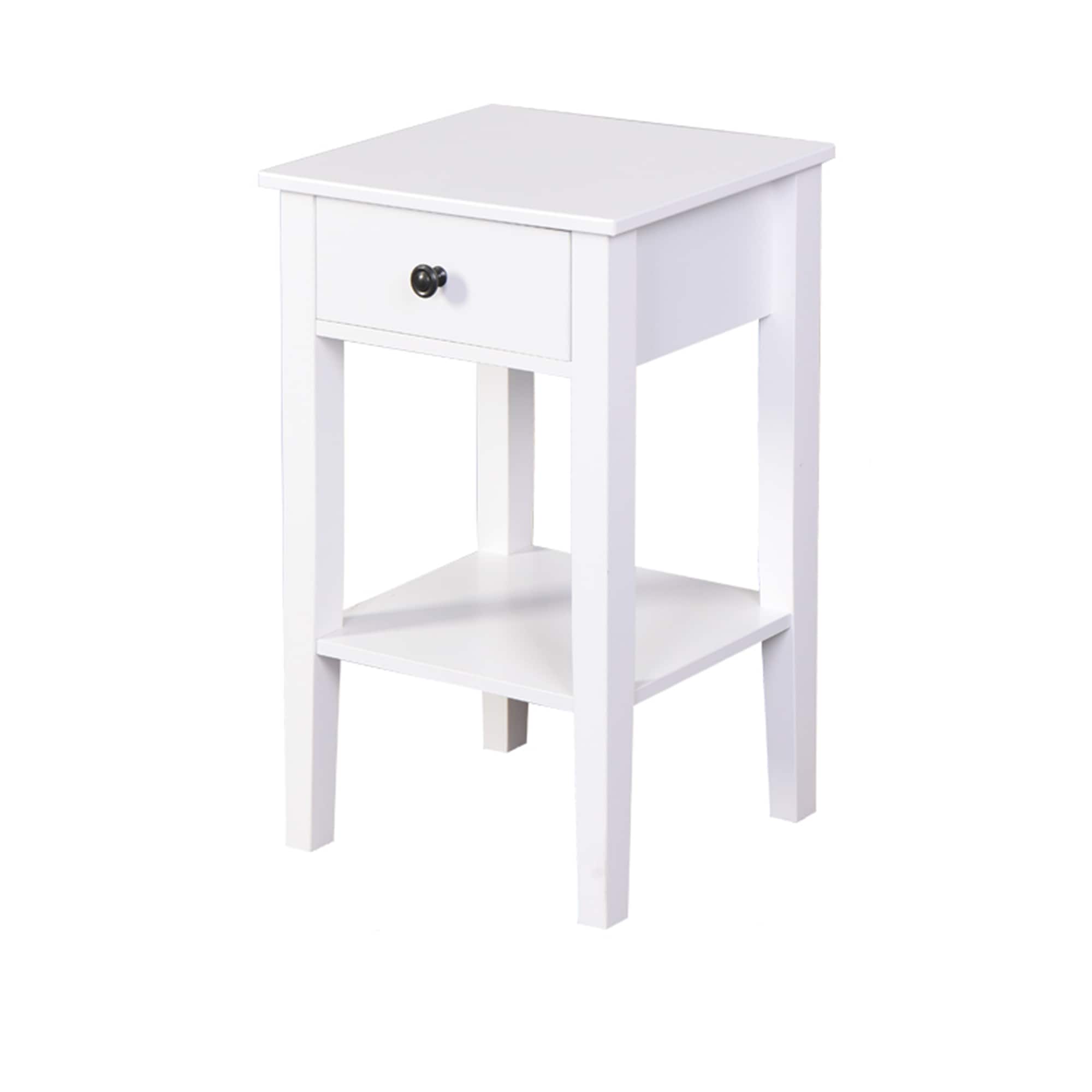 SINOFURN SYA840006WT 16.3-in W x 25.6-in H White MDF Rectangular Modern End Table Assembly Required