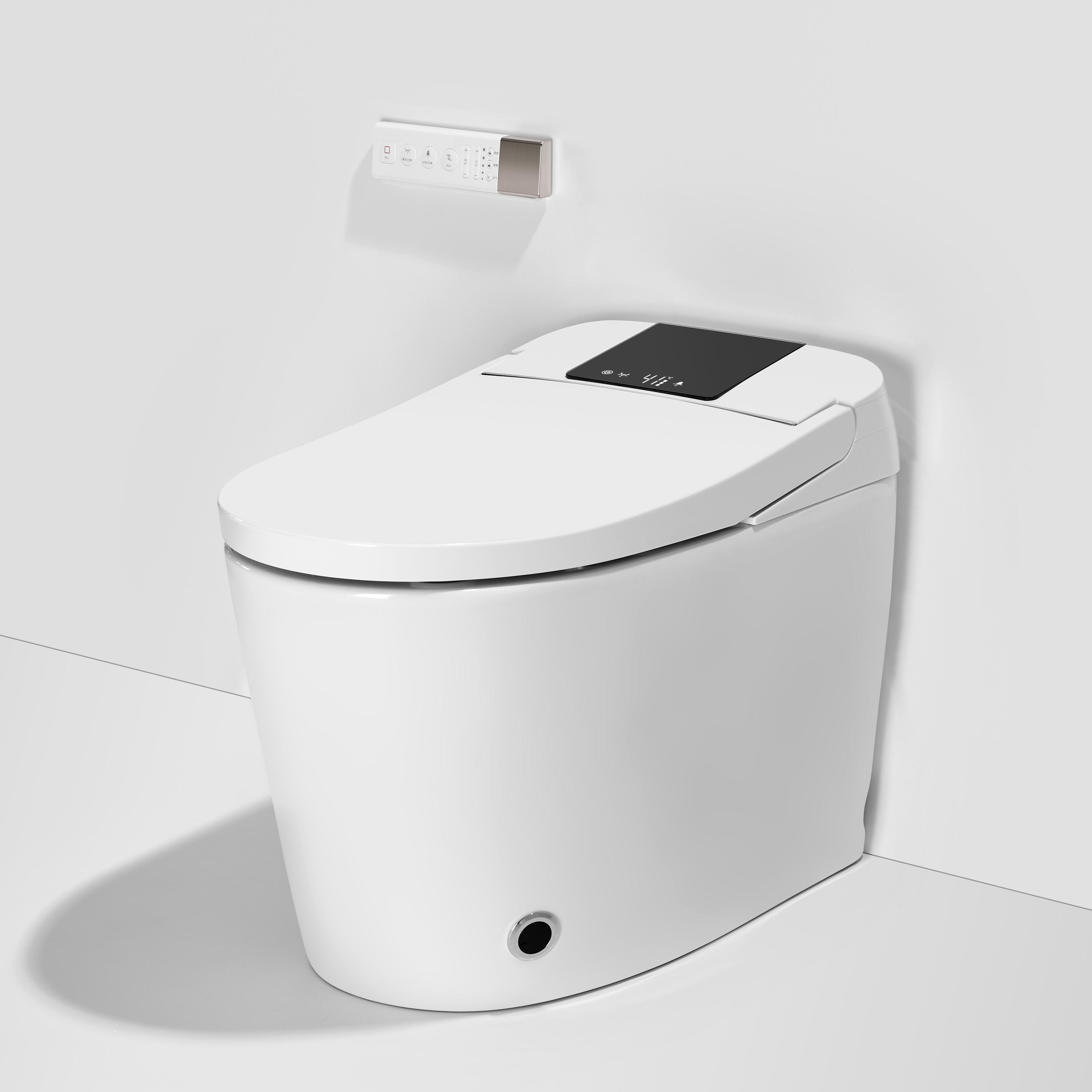 Forclover TOE-P207794 White D-shape Standard height 12-in Rough-In 1.28 GPF Dual Flush with Sensor Smart Compatible Slow Close Feature 1-piece Bidet Function Toilet