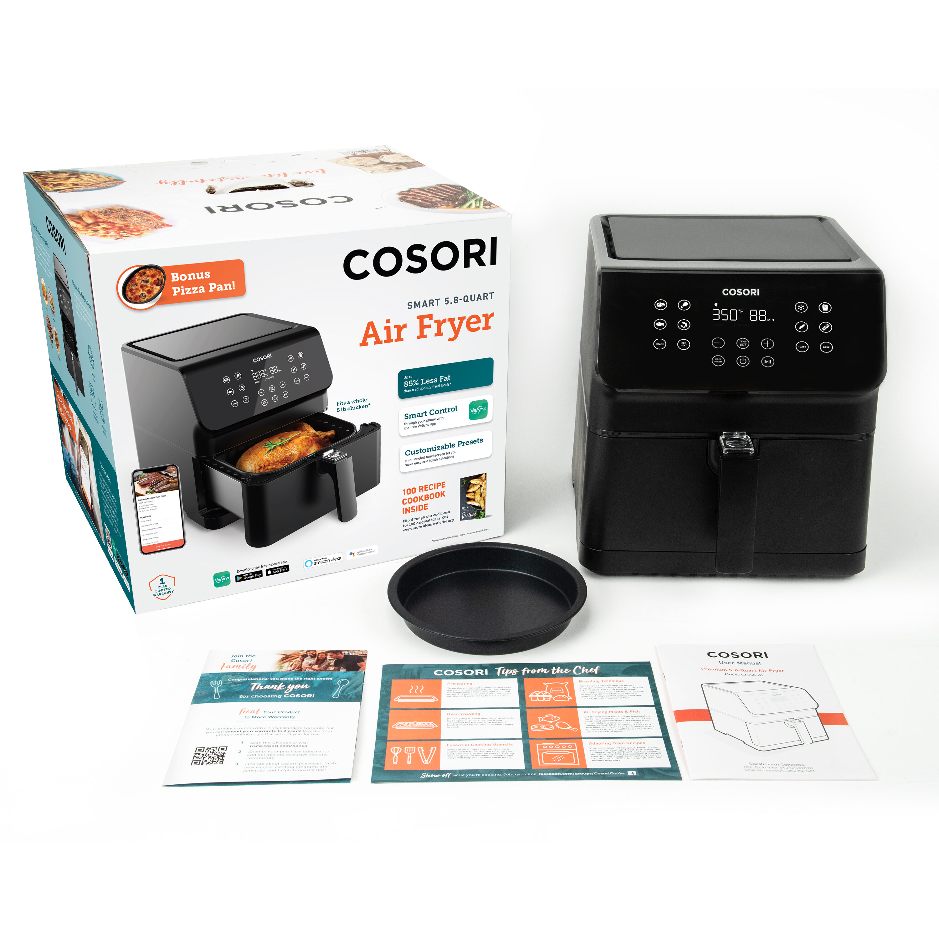 Cosori Smart Chef Edition Oil Free Fryer Black - NAcloset