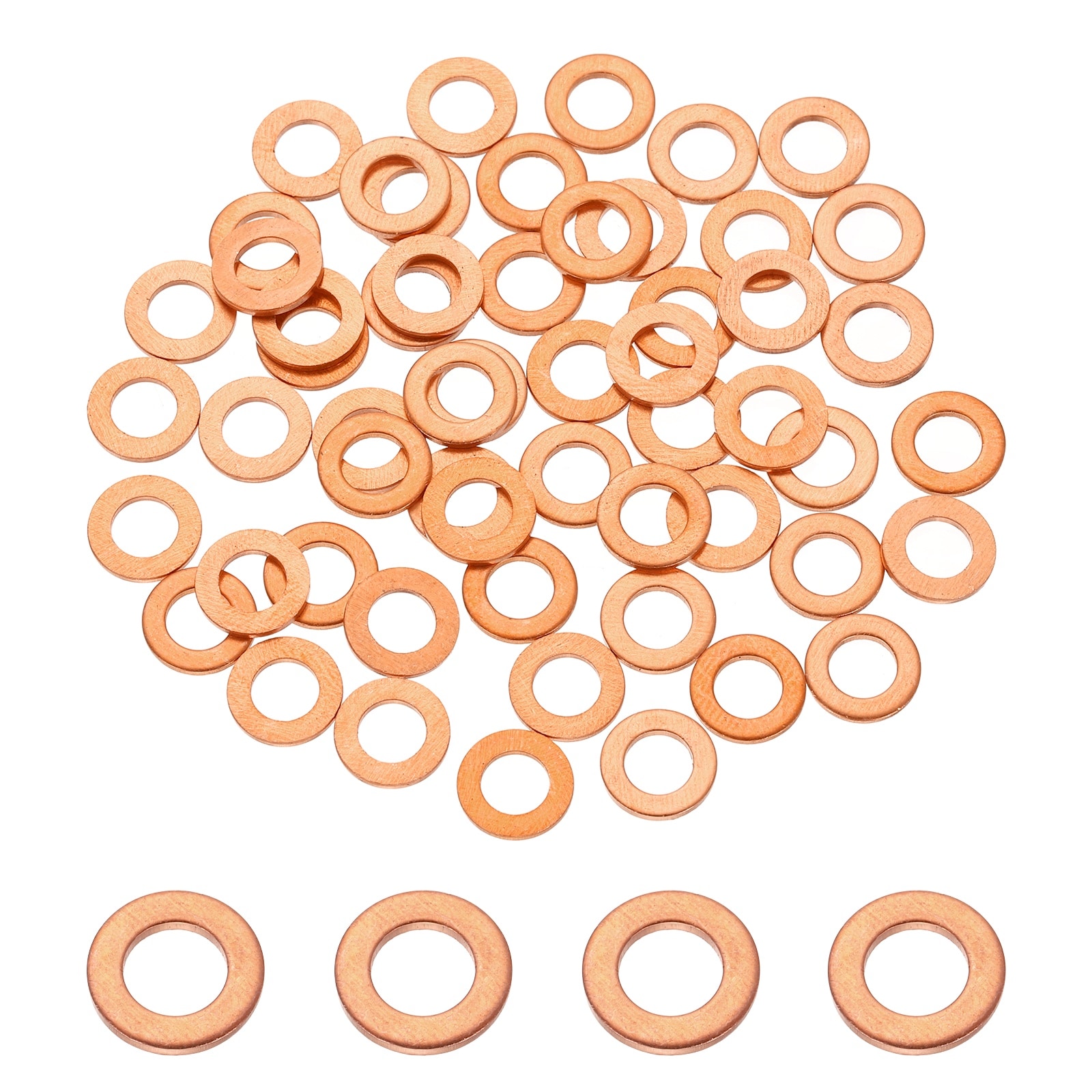 Unique Bargains 56pcs M5 Copper Washer Sealing Ring 5mm ID 9mm OD 1mm Thickness Metric Sealing Gasket Flat Crush Washer for Automotive Plumbing Mechanical Oil Drain Plug
