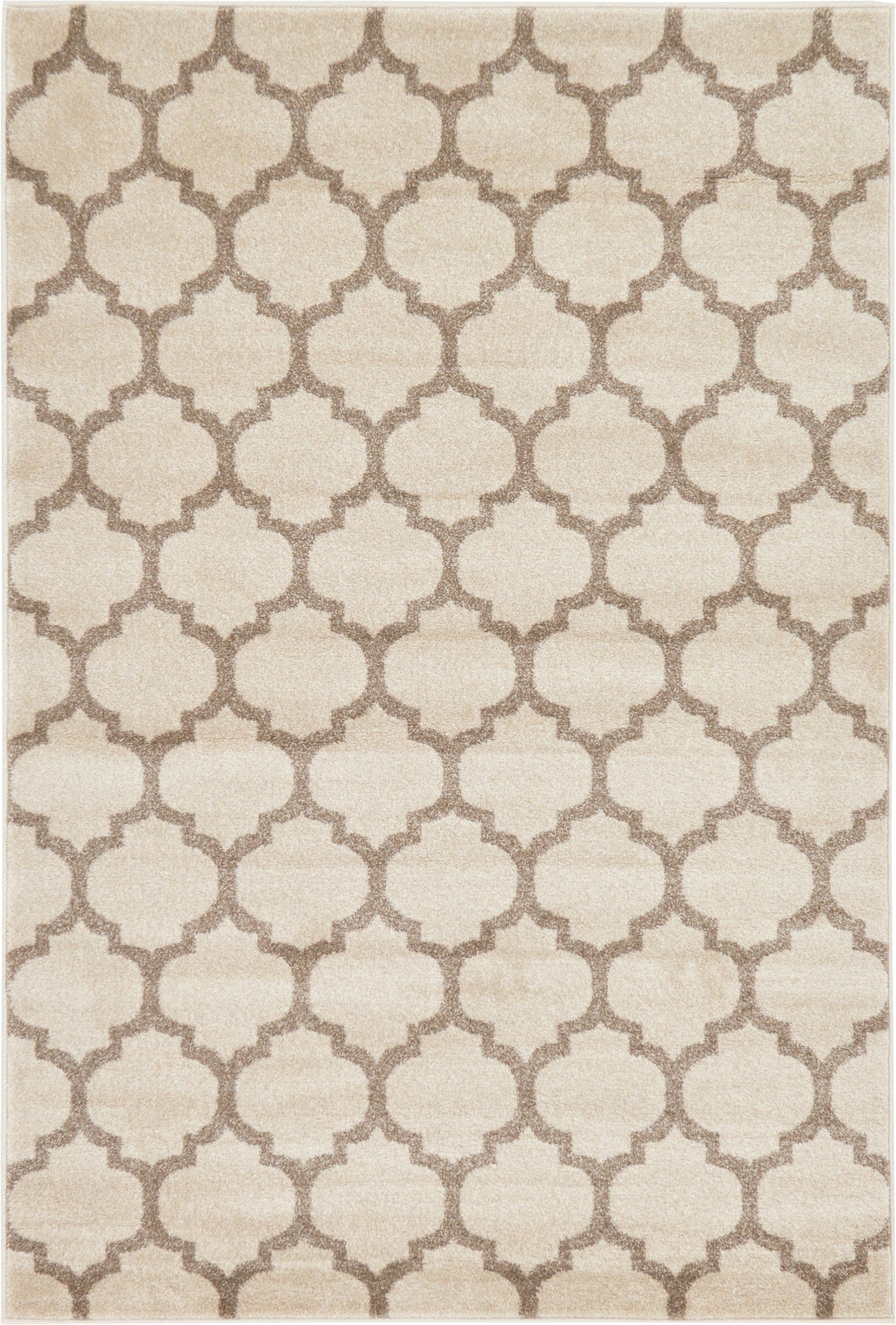 Unique Loom 3128552 Philadelphia Trellis 4 x 6 (ft) Loomed Polypropylene Beige and Light Brown Rectangular Indoor Geometric Industrial Area rug