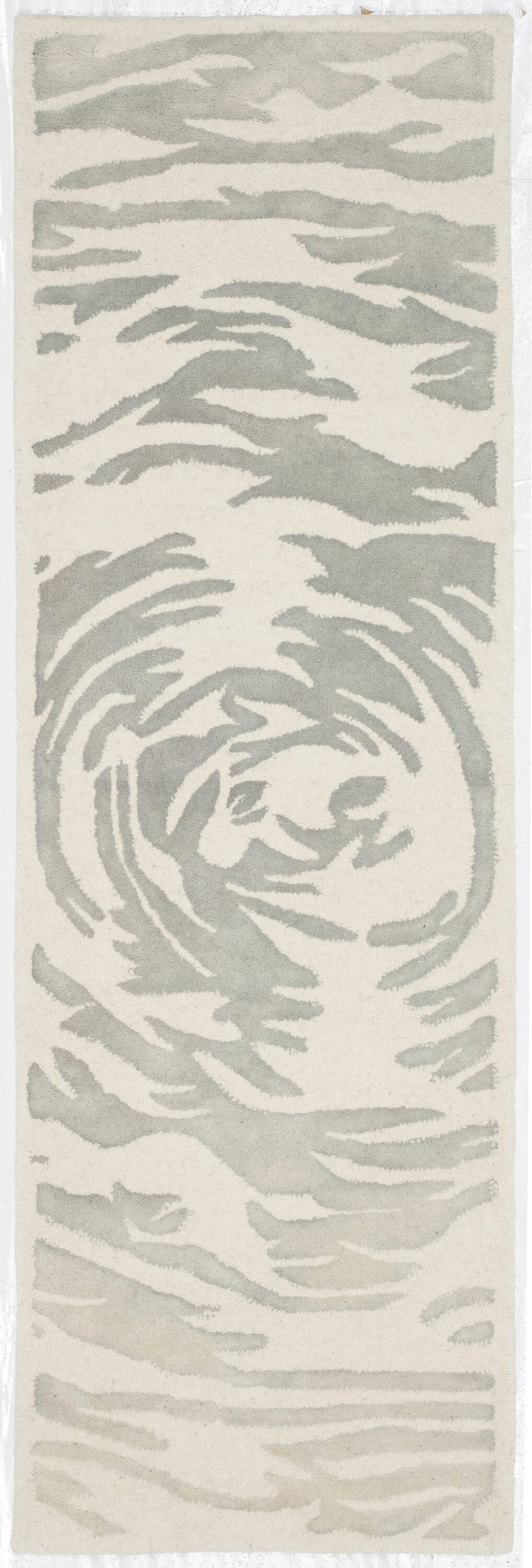 Ivory and Grey Hand-Tufted Wool Runner Rug, 2'3" x 7'