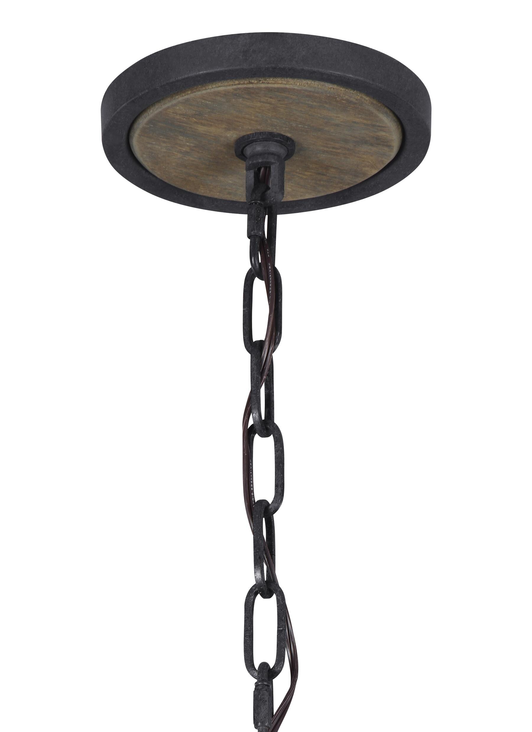Allier 6-Light Weathered Oak Wood & Antique Iron Chandelier