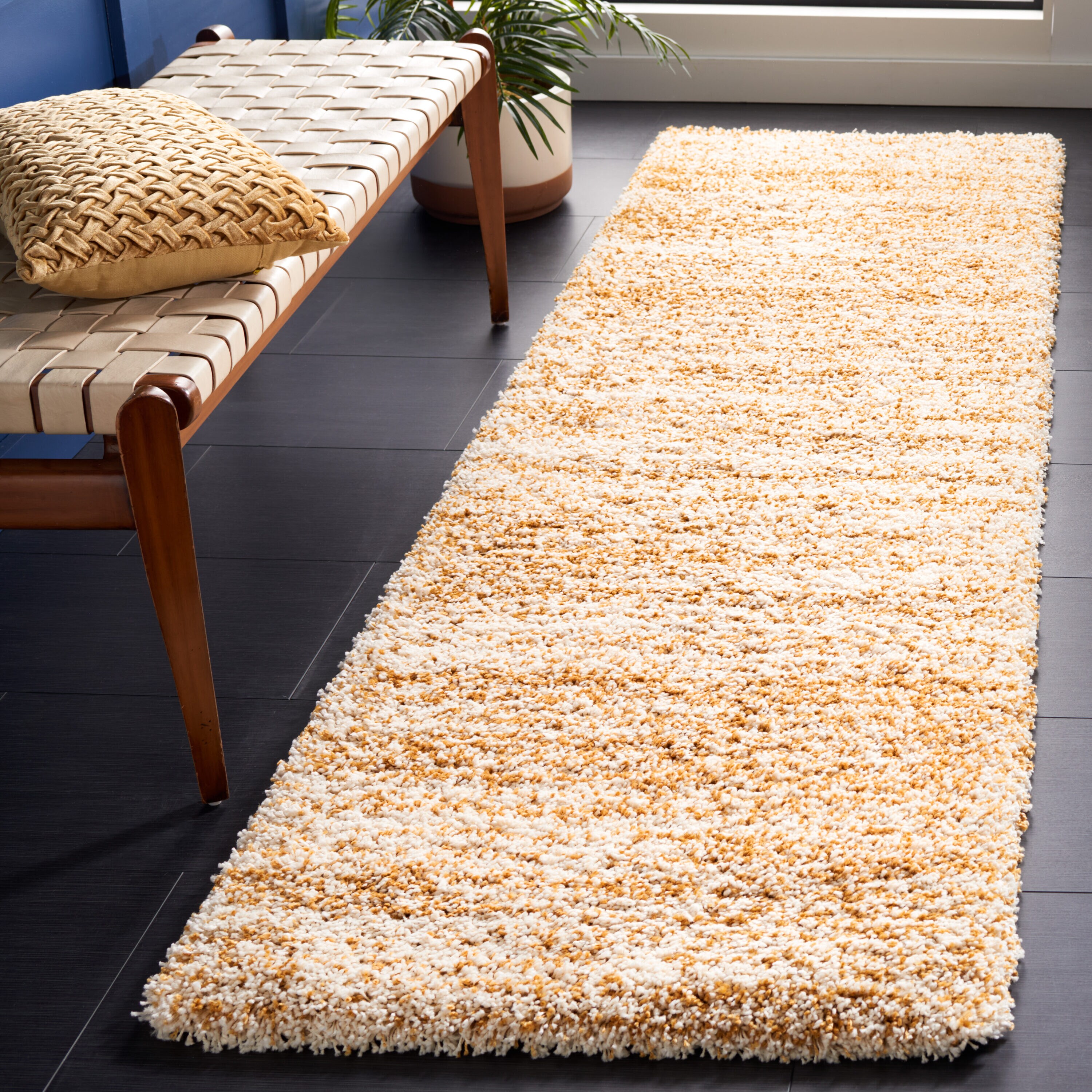 Safavieh Hudson Shag 295G Ivory Gold 2ft-3in x 12ft in the Rugs ...
