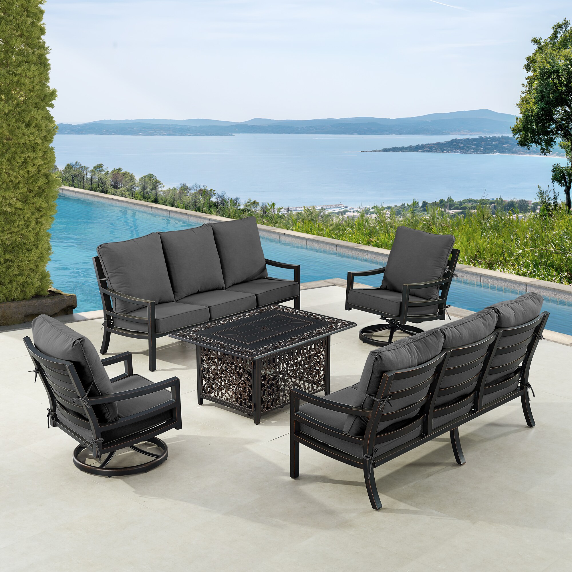 Oakland Living HUDSON2SF2CHCABOSBKC Patio-Conversation-Sets - View #3