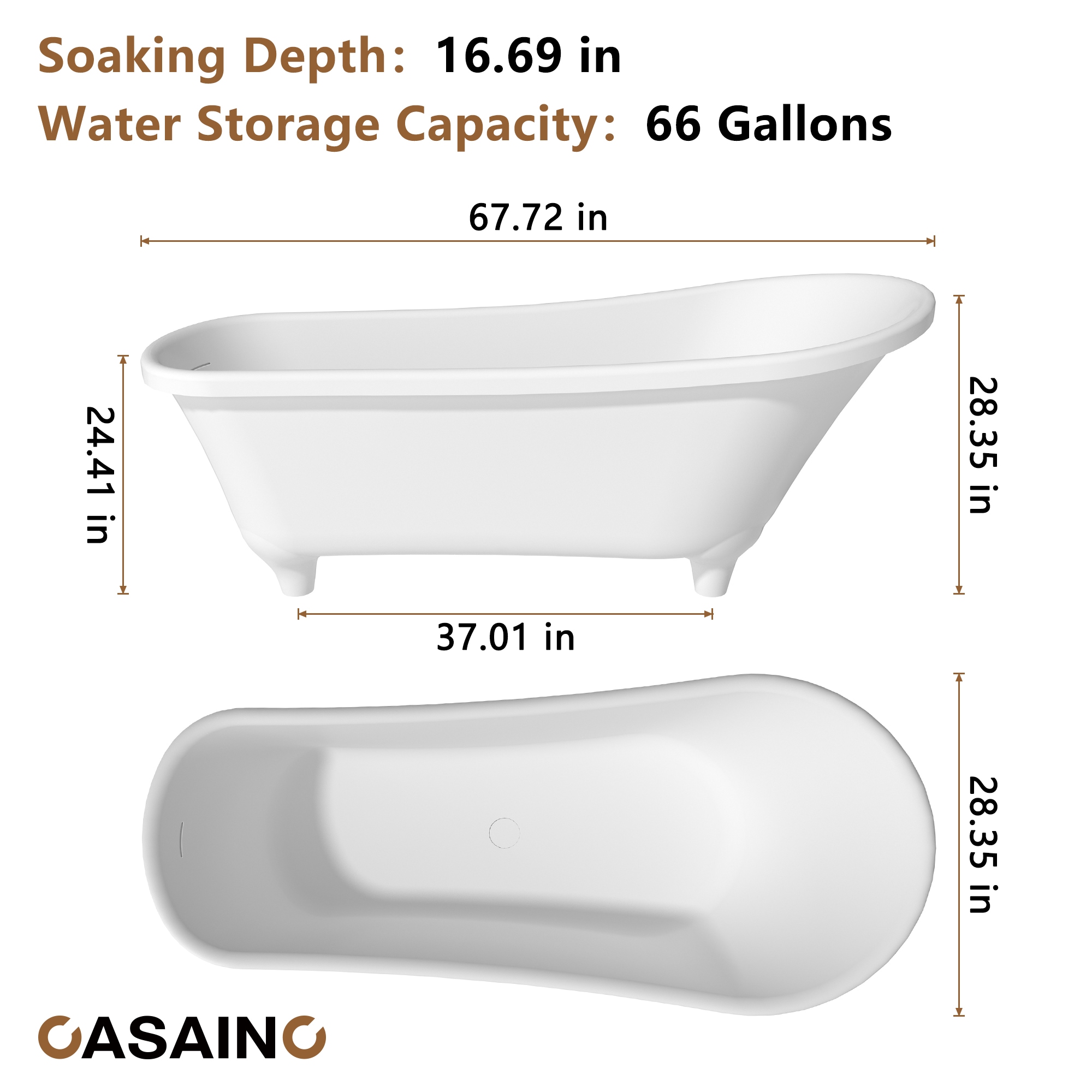 CASAINC CA06002S69MW bathtubs - View #5