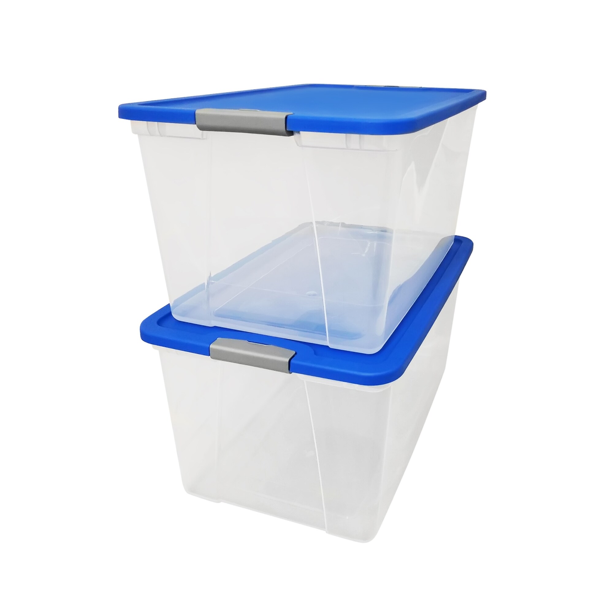 Homz Plastic Underbed Storage, Stackable Storage Bins with Blue