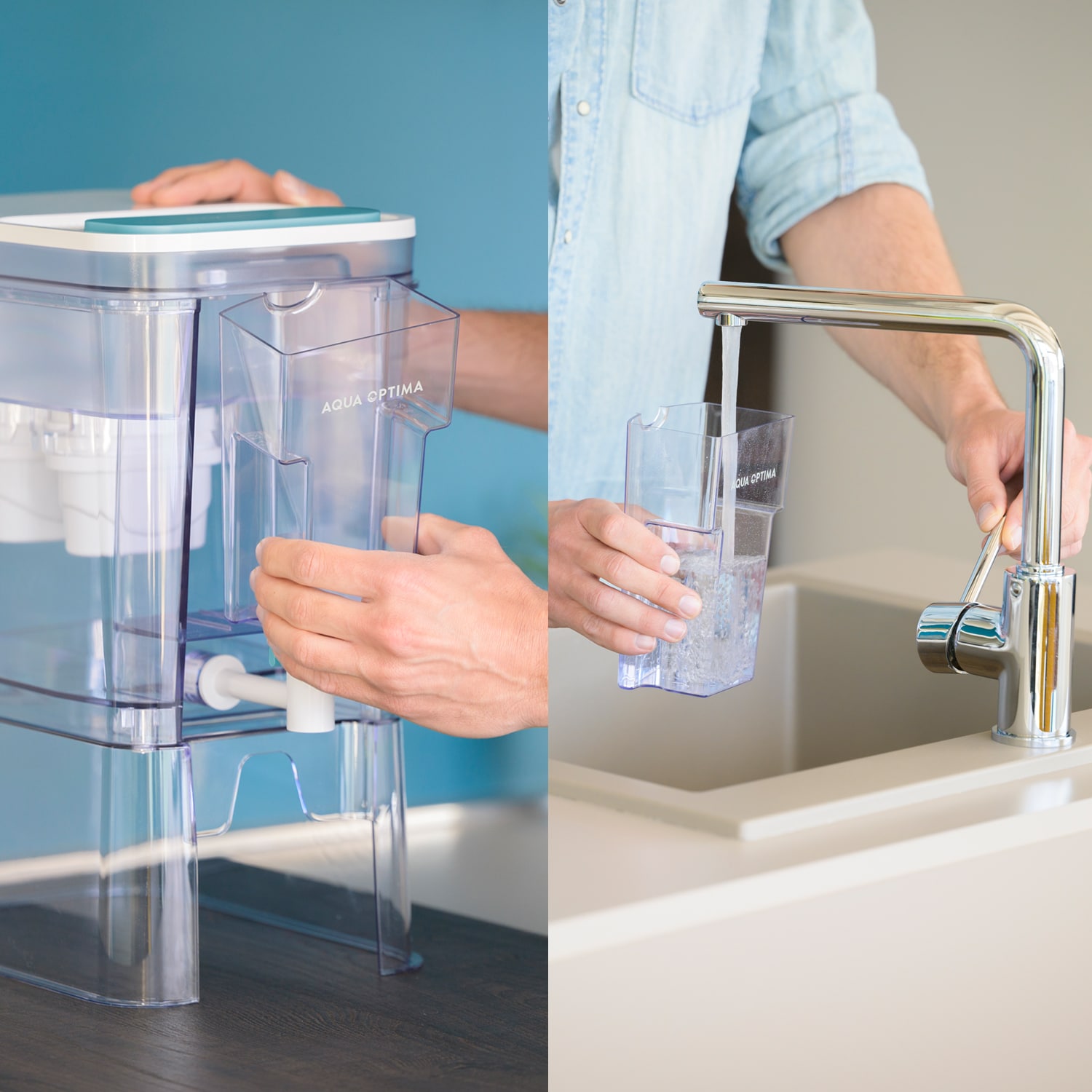 Perfect Pour XL 35-Cup Blue Water Filter Dispenser with Evolve+ Filters