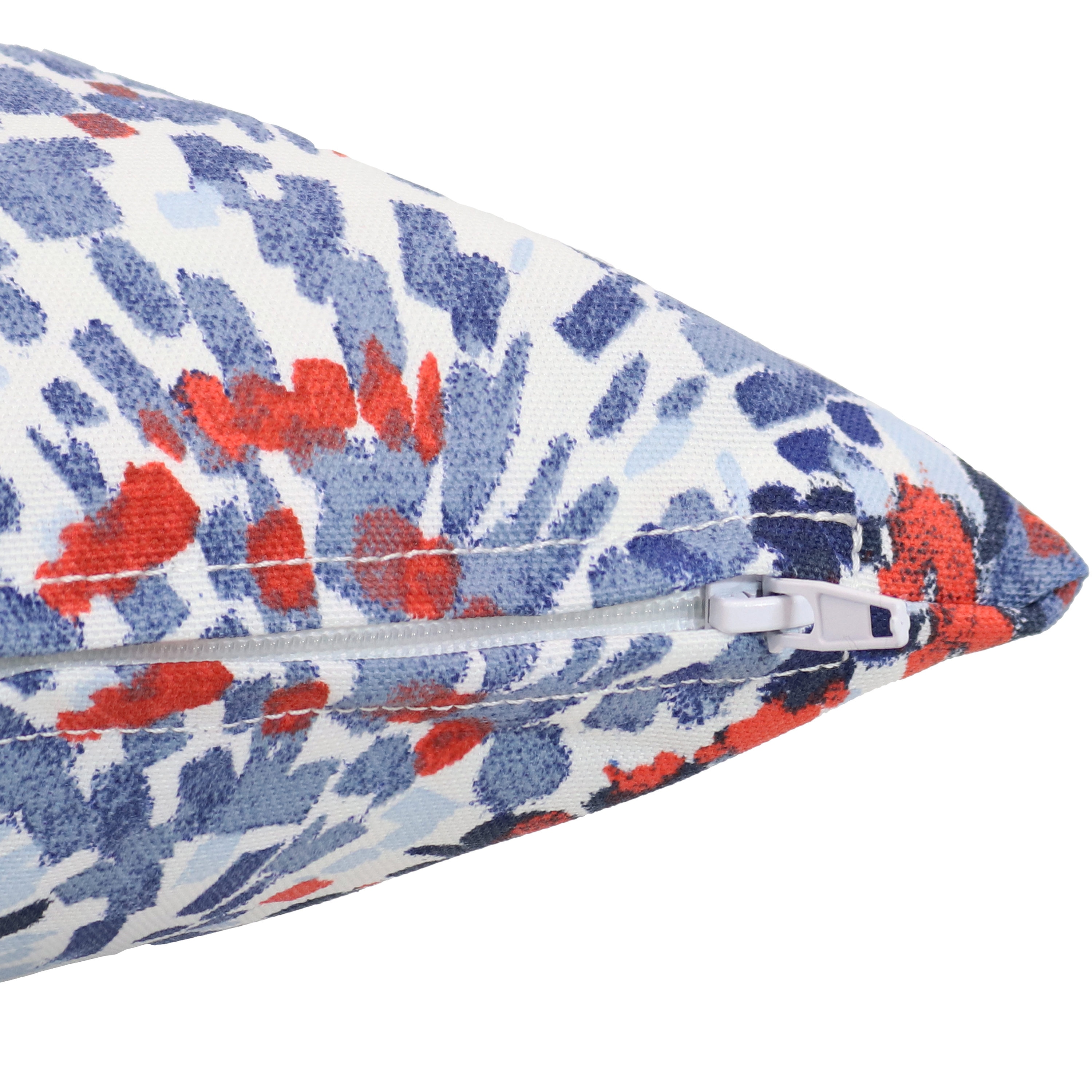 Abstract Red and Blue Polyester Square Outdoor Throw Pillows, Set of 2