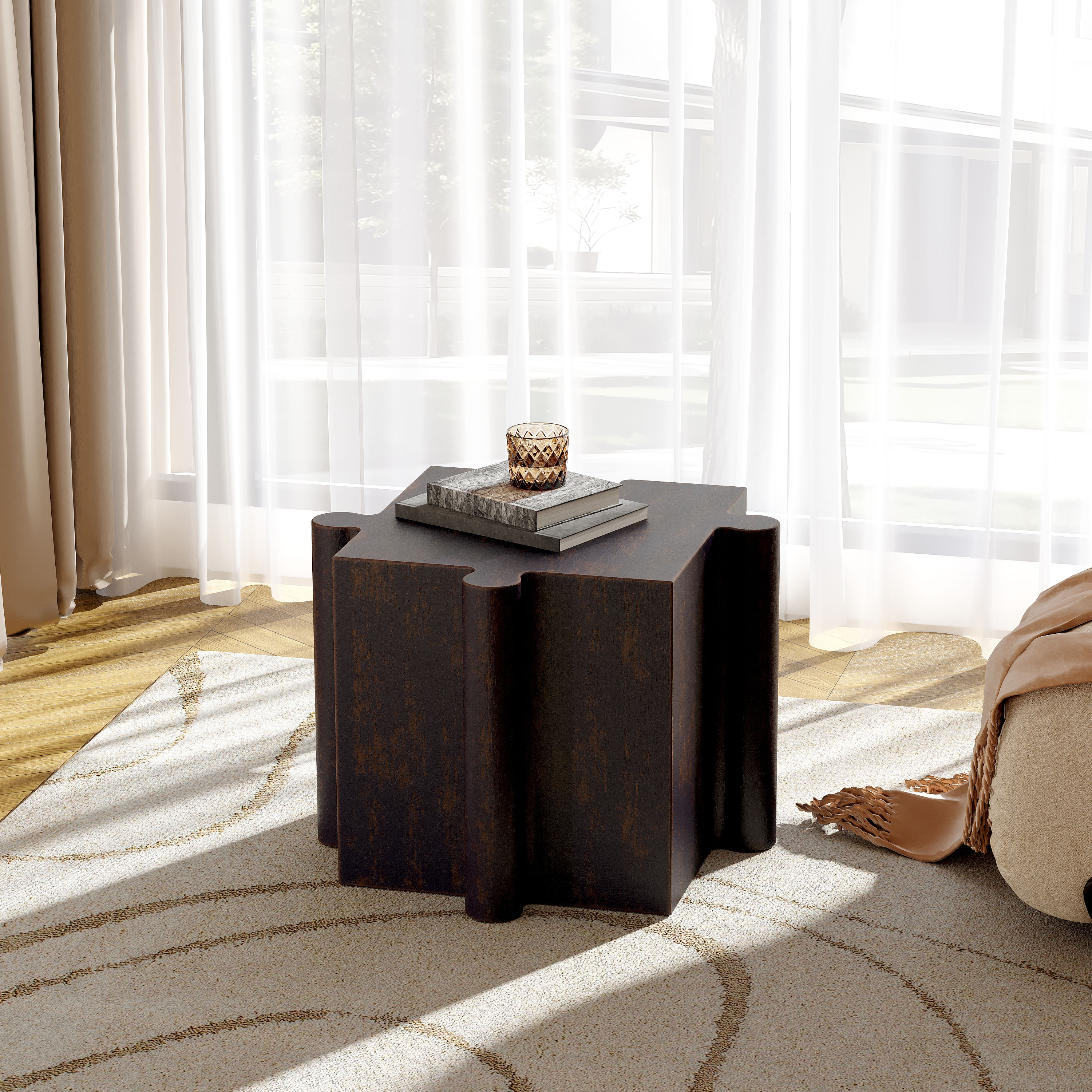 LOVMOR Puzzle Art Side Table Modular Convex Edge MGO Table  Buy Singles or Combine for Custom Layouts  Indoor and Outdoor Antique Copper Color