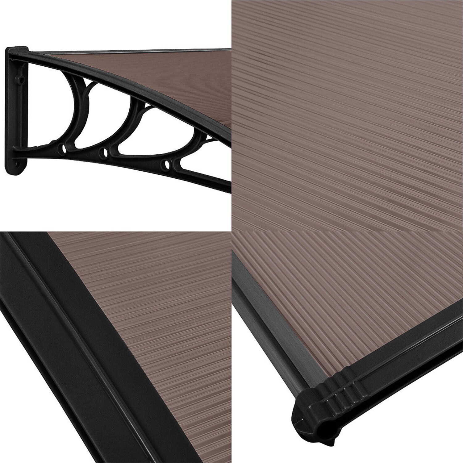 WELLFOR 40-in Wide x 38-in Projection x 11-in Height Plastic Brown Solid  Manual Fixed Window/Door Awning in the Awnings department at
