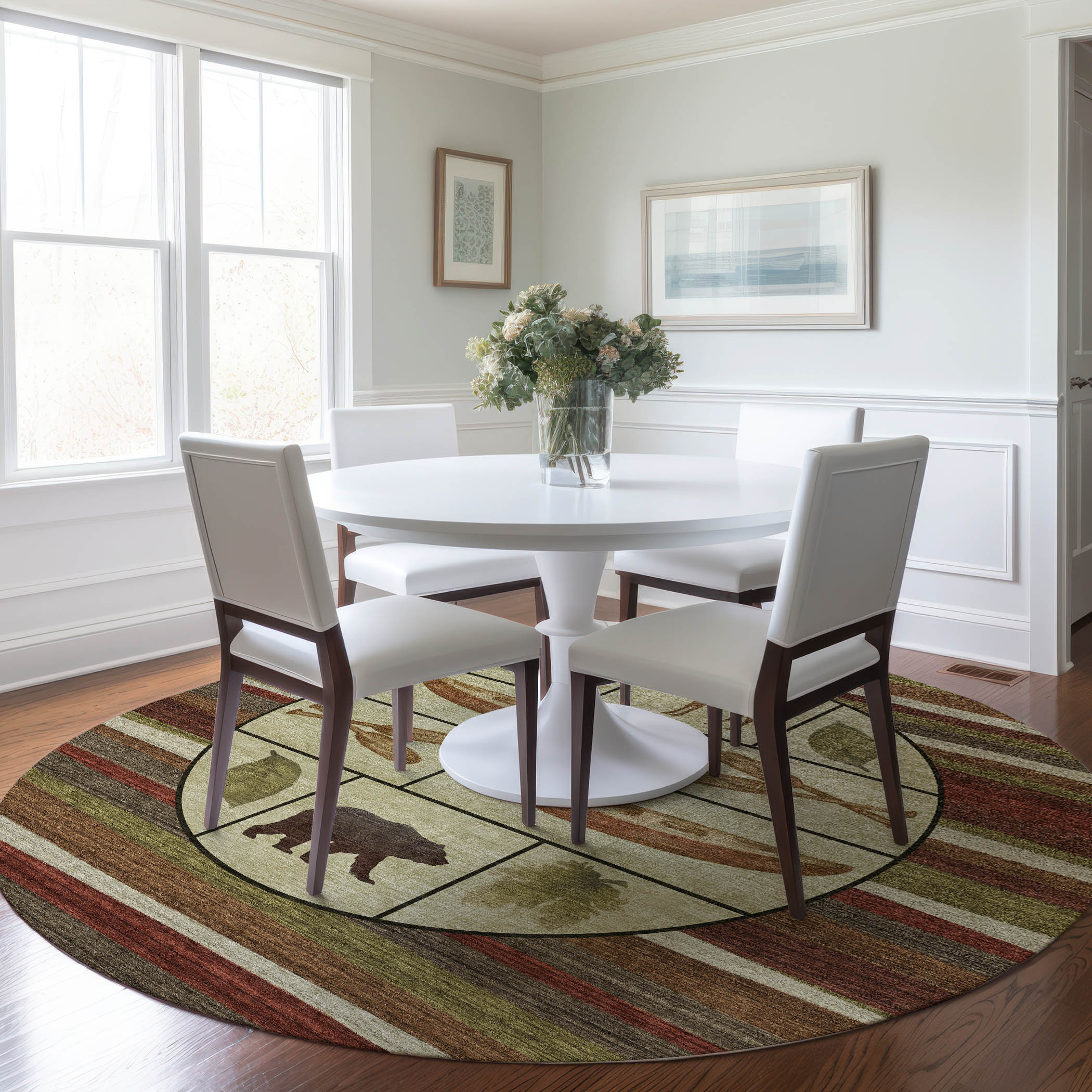 Addison Rugs AMF143MU8RO Mayfield AMF143MU 8 x 8 (ft) Loomed Polyester Multi Round Indoor Geometric Machine washable Area rug