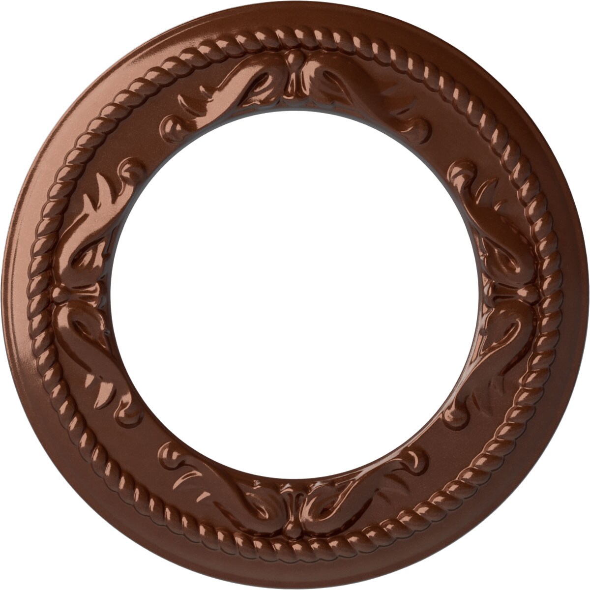 Ekena Millwork CM12MECPS Roped Medway 12.25-in W x 12.25-in L Painted Copper Penny Polyurethane Whole Ceiling Medallion