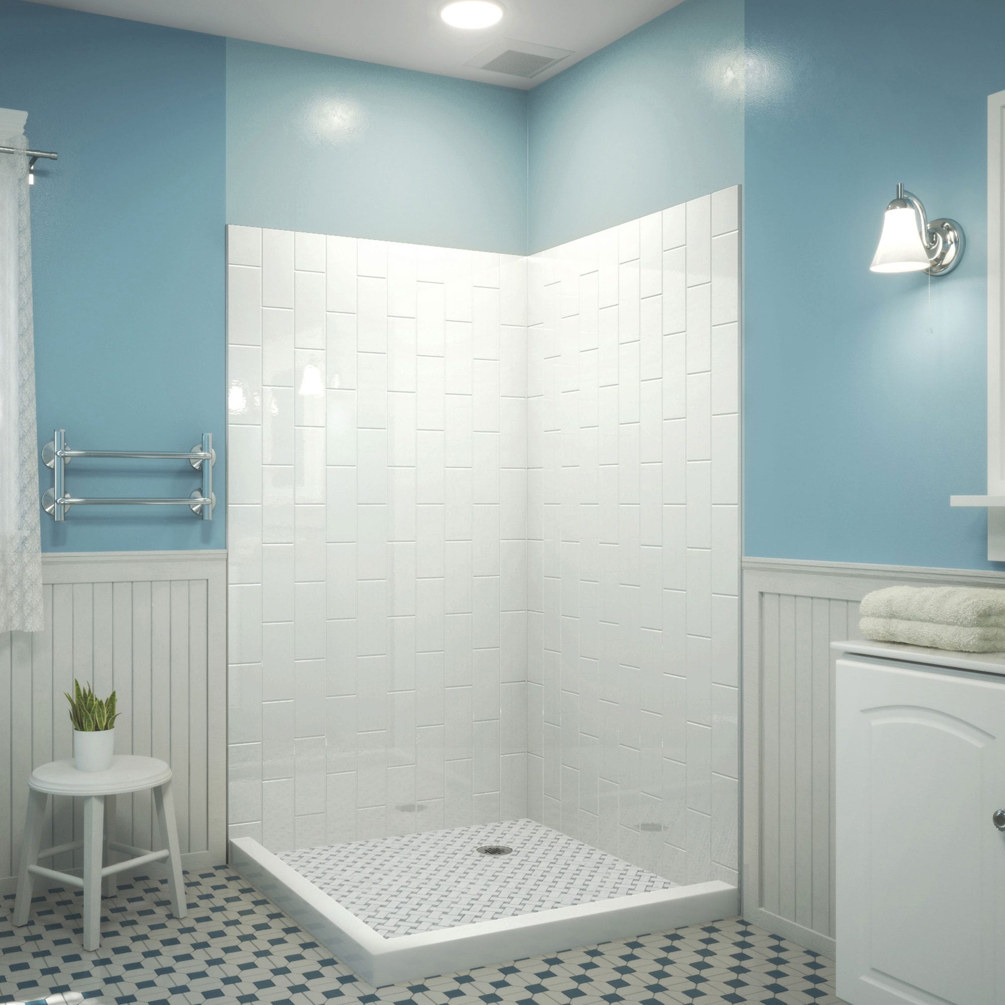 2 Pcs Adhesive Bathroom Shower Corner Shelf Wall Mounted, Shower